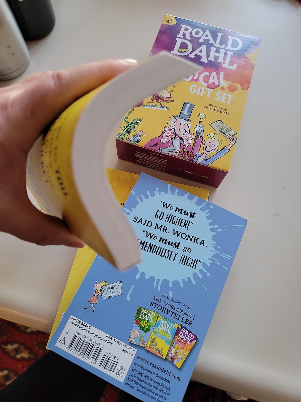 Roald Dahl Magical Gift Boxed Set (4 Books): Charlie and the Chocolate Factory, James and the Giant Peach, Fantastic Mr. Fox, Charlie and the Great Glass Elevator customer photo 2