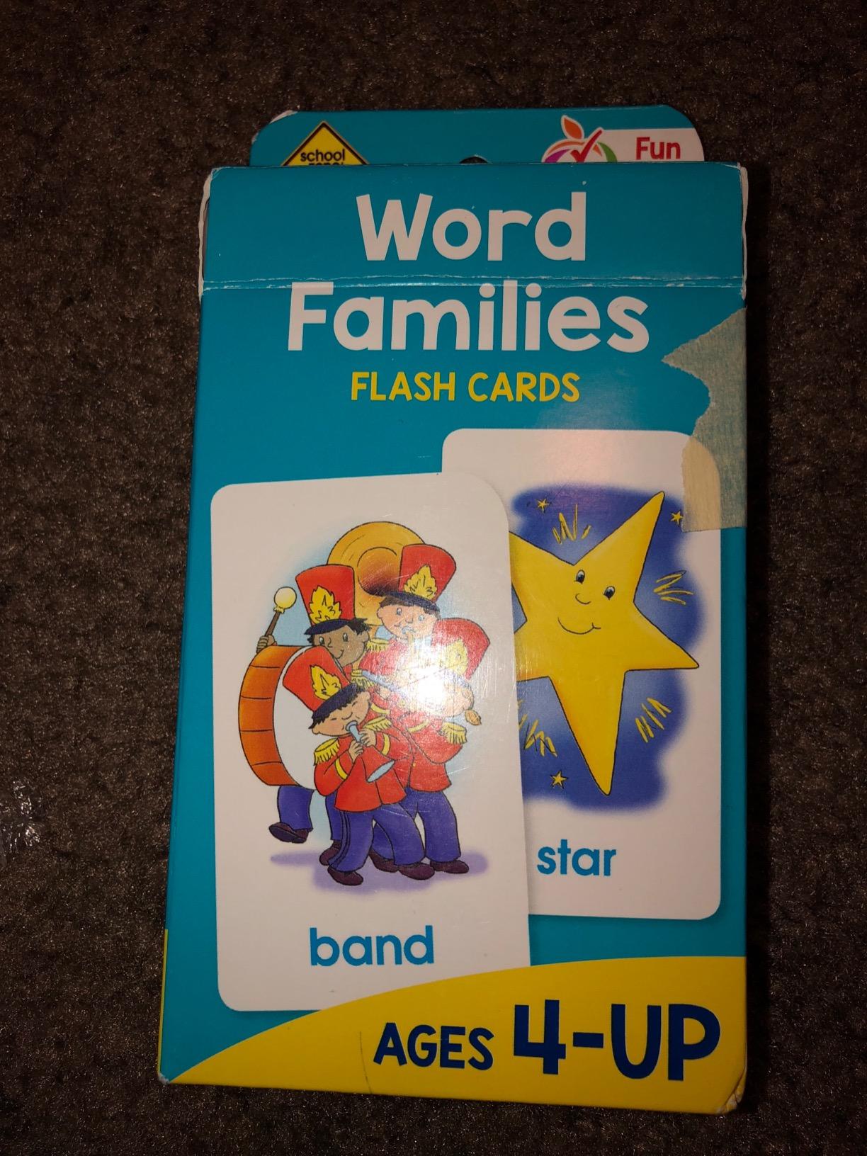School Zone Word Families Flash Cards: 56 Cards, Preschool, Kindergarten, Beginning and Ending Sounds, Rhymes, Spelling, Early Reading, Ages 4+ customer photo 2