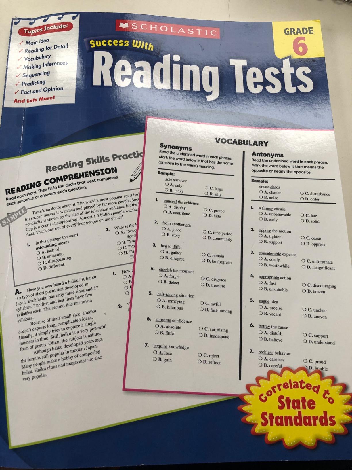 Scholastic Success with Reading Tests Grade 6 Workbook customer photo 2