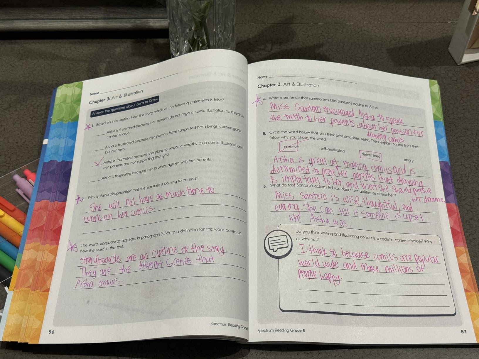 Spectrum Reading Comprehension Grade 8, Ages 13 to 14, 8th Grade Workbooks, Nonfiction and Fiction Passages, Analyzing and Summarizing Story Structure Using Context Clues and Citations - 160 Pages customer photo 2