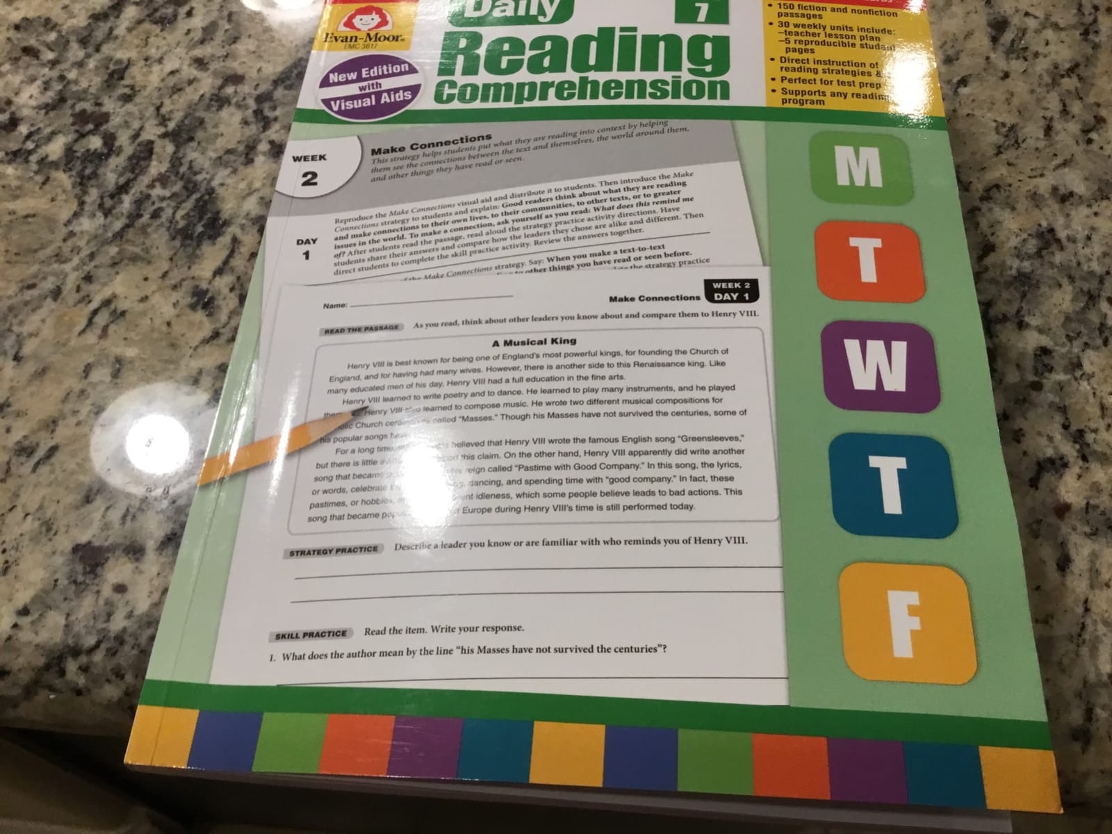 Evan-Moor Daily Reading Comprehension, Grade 7 - Homeschooling & Classroom Resource Workbook, Reproducible Worksheets, Teaching Edition, Fiction and Nonfiction, Lesson Plans, Test Prep customer photo 1