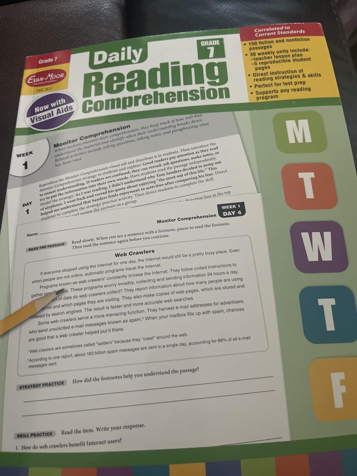 Evan-Moor Daily Reading Comprehension, Grade 7 - Homeschooling & Classroom Resource Workbook, Reproducible Worksheets, Teaching Edition, Fiction and Nonfiction, Lesson Plans, Test Prep customer photo 2