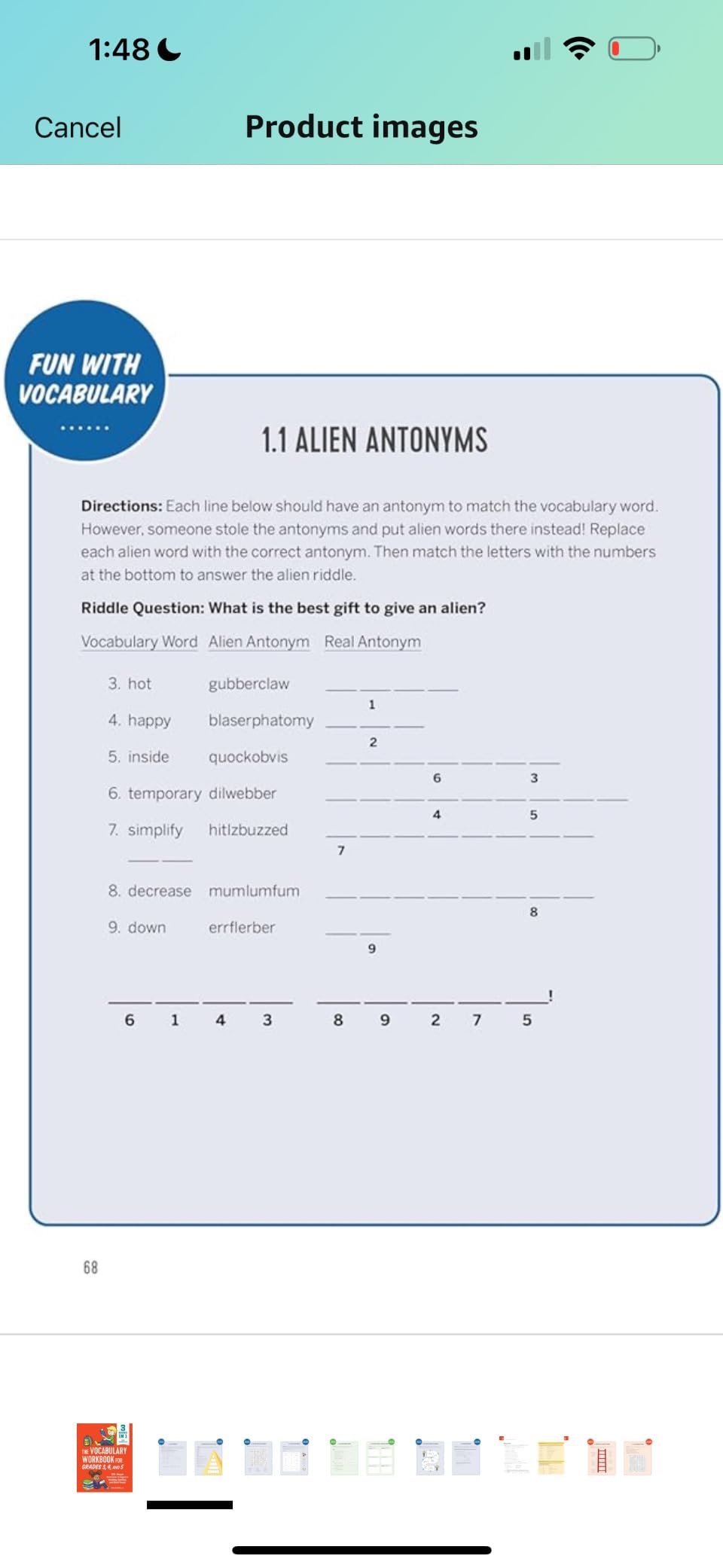 The Vocabulary Workbook for Grades 3, 4, and 5: 120+ Simple Exercises to Improve Reading, Spelling, and Word Usage (English Grammar Workbooks) customer photo 1