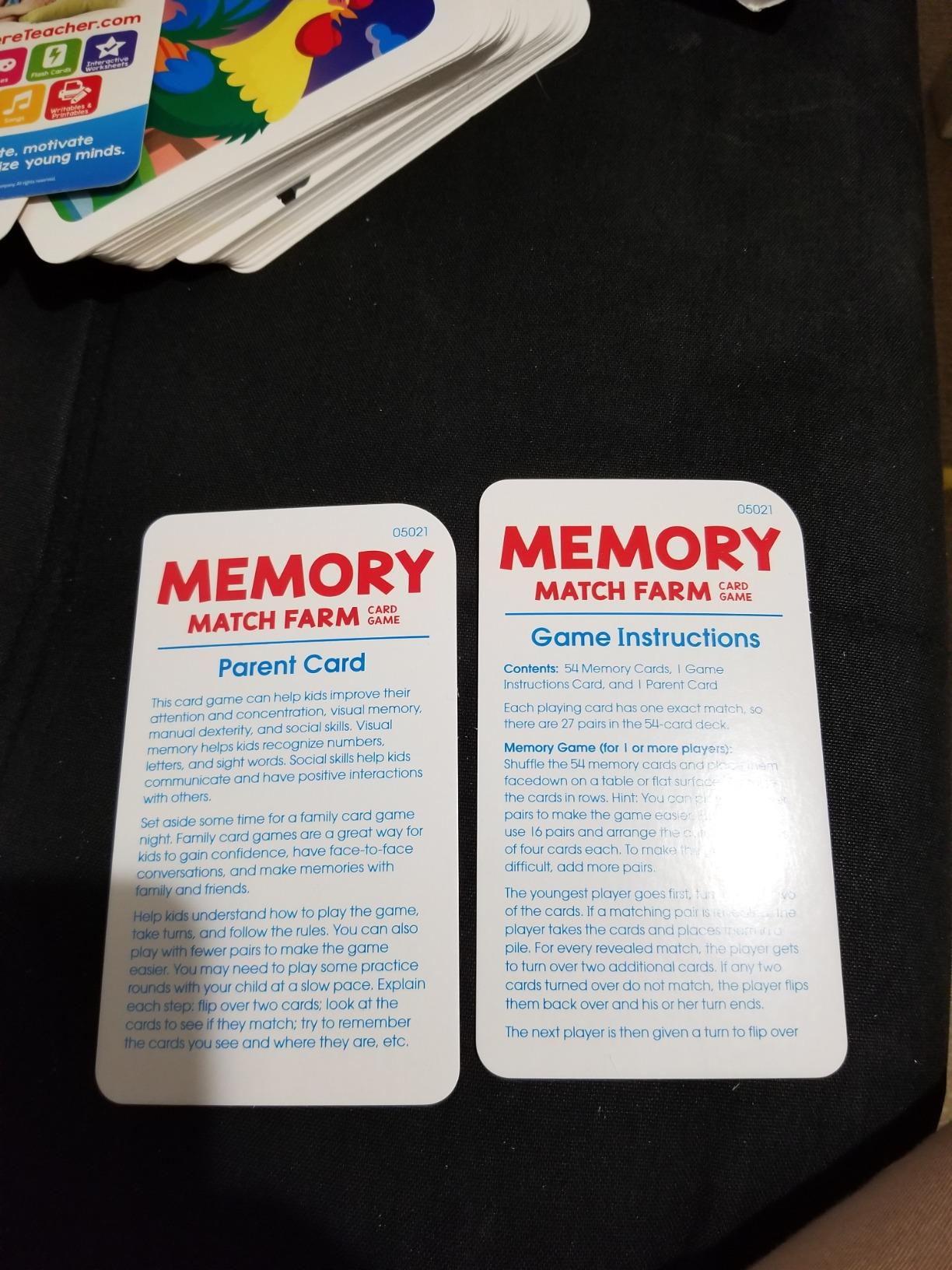 School Zone Memory Match Farm Card Game: 56 Game Cards, Preschool, Kindergarten, Animals, Early Reading, Counting, Matching, Vocabulary, Ages 3+ customer photo 2