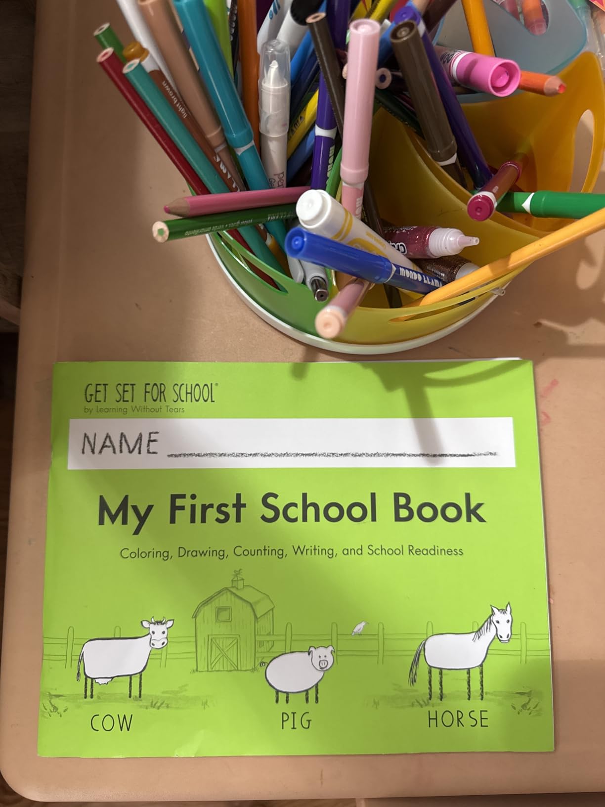 Learning Without Tears My First School Book Workbook, Pre-Writing, Pre-K | Develop motor skills with crayons to write shapes, capitals & numbers; fading lines; for classroom, homeschool, tutoring, OT customer photo 1