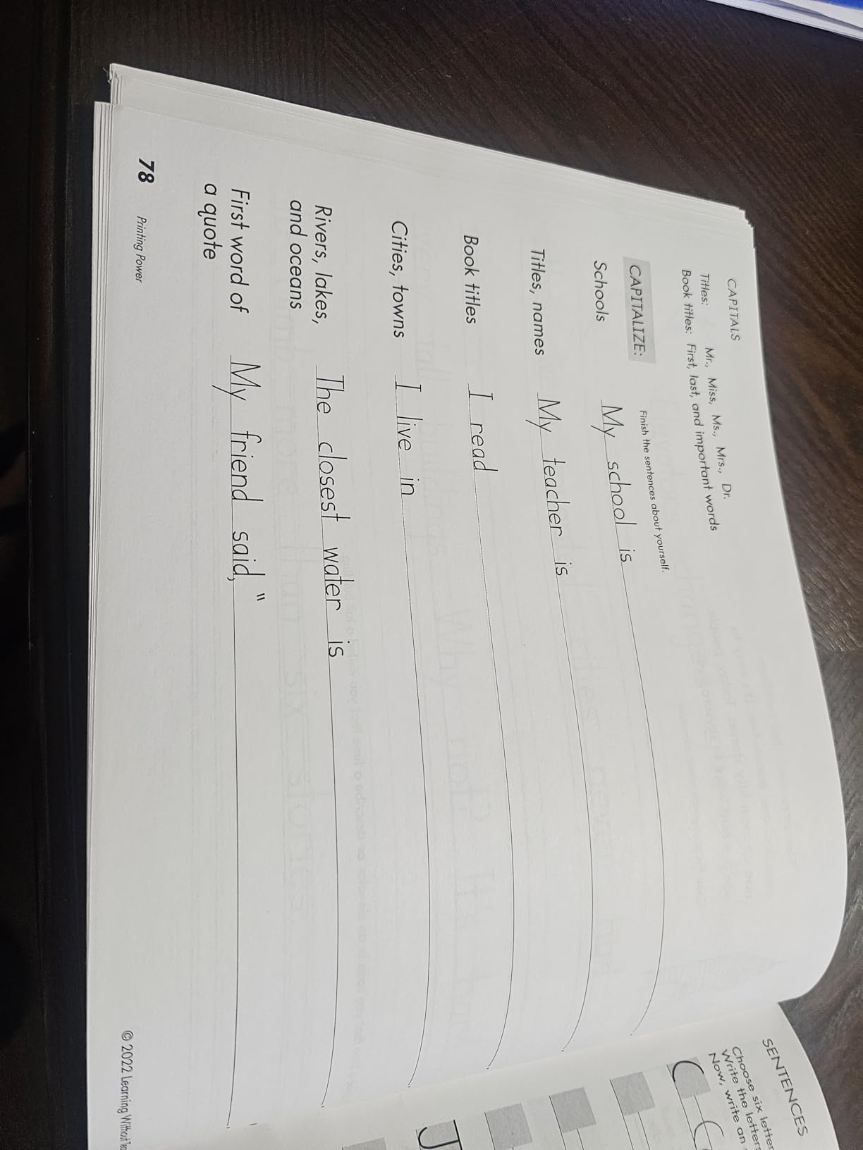 Printing Power Workbook, 2nd Grade+, Age 7+ | Practice print handwriting with lessons that cover other language arts skills; for classroom, homeschool, tutoring, OT customer photo 2