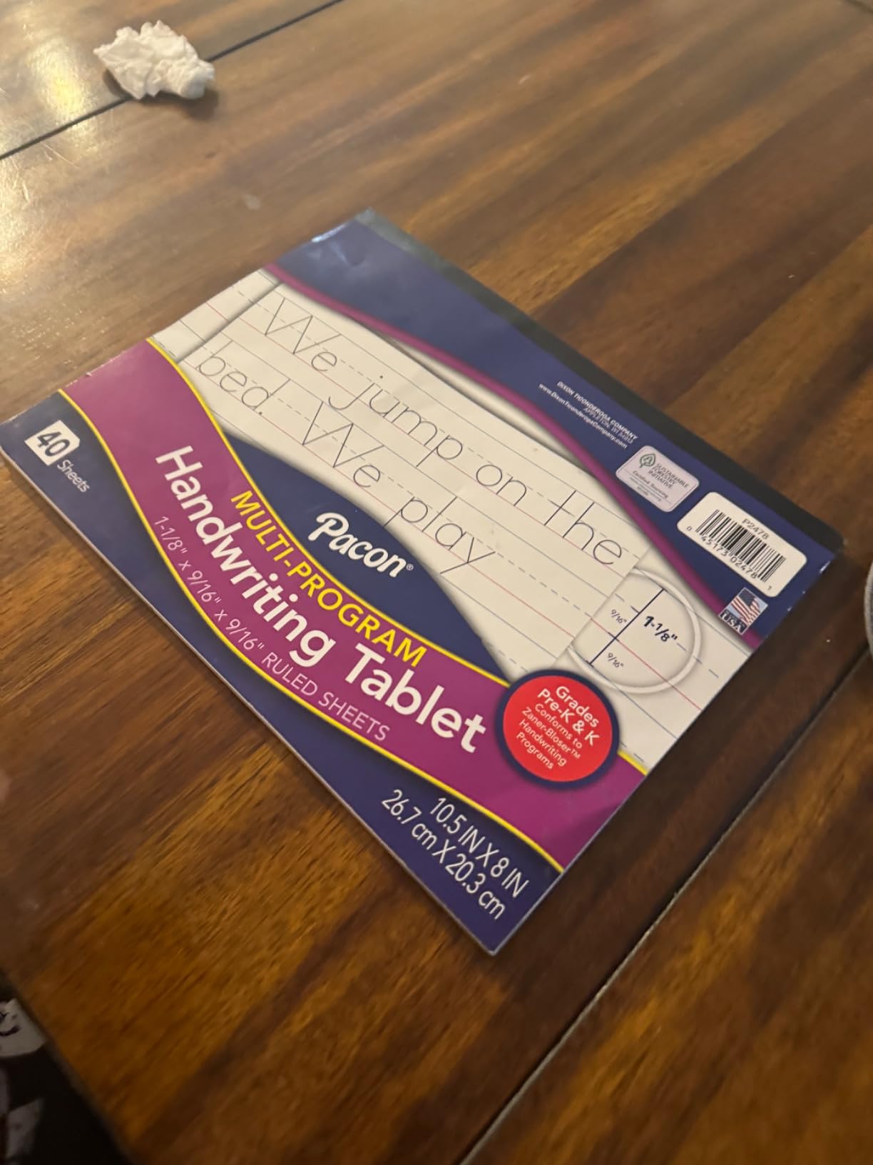 Pacon Handwriting Paper, Zaner-Bloser Grades Pre-K & K, 1-1/8