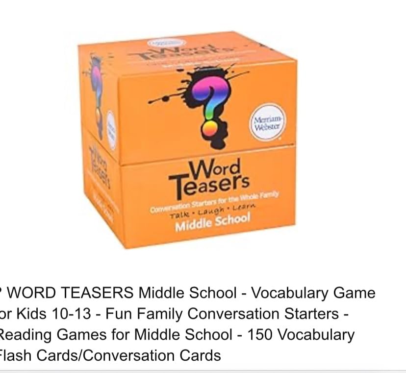 Middle School - Vocabulary Game for Kids 10-13 - Fun Family Conversation Starters - Reading Games for Middle School - 150 Vocabulary Flash Cards/Conversation Cards customer photo 1