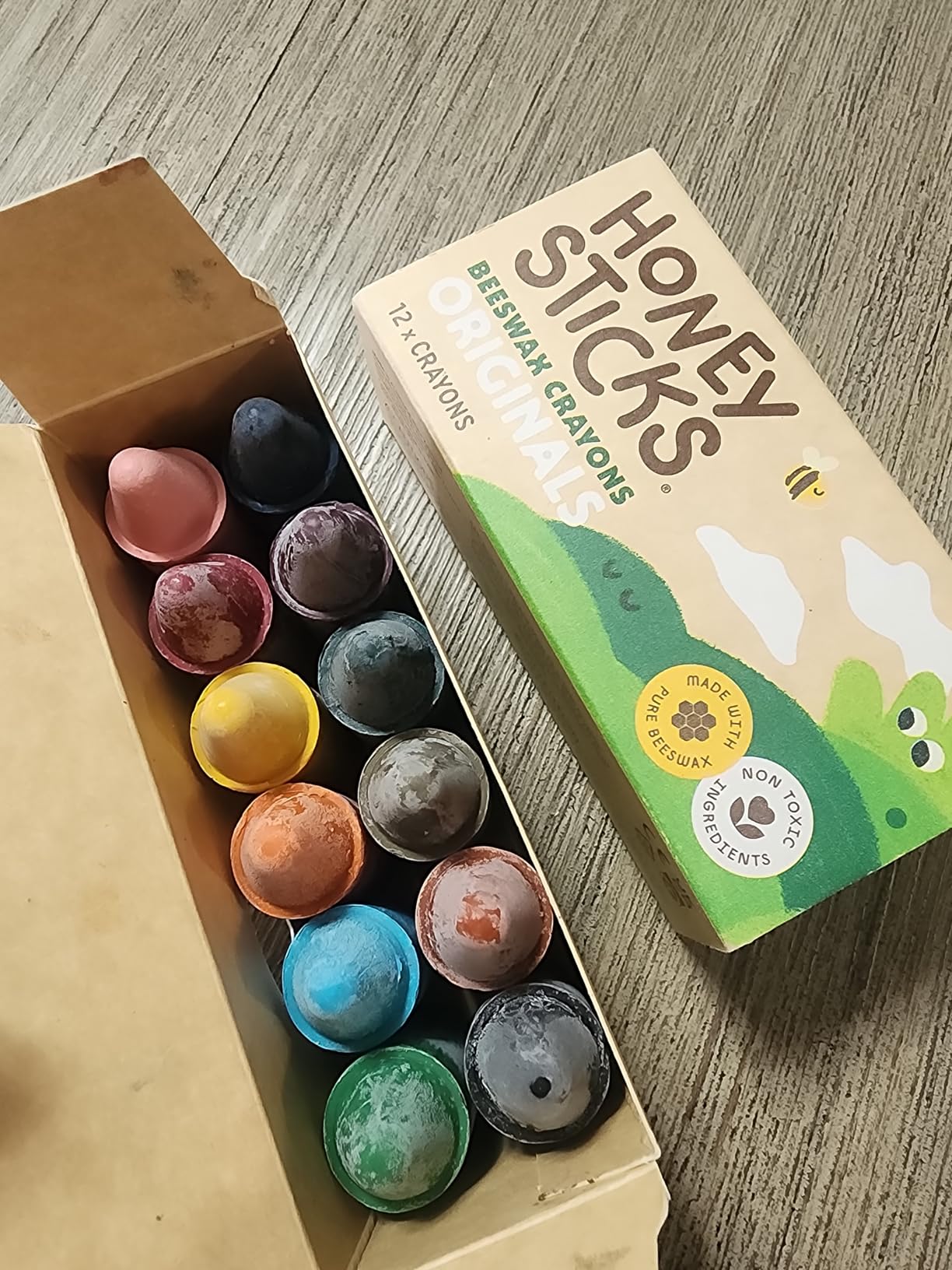 100% Pure Beeswax Crayons (12 Pack) - for Baby 1+, Toddlers 1-3 | Non-Toxic Crayons for Toddlers 1-3, Safe for Baby from 1 Year Old Plus, Natural Beeswax and Food-Grade Colors, Easy Grip, Eco customer photo 2