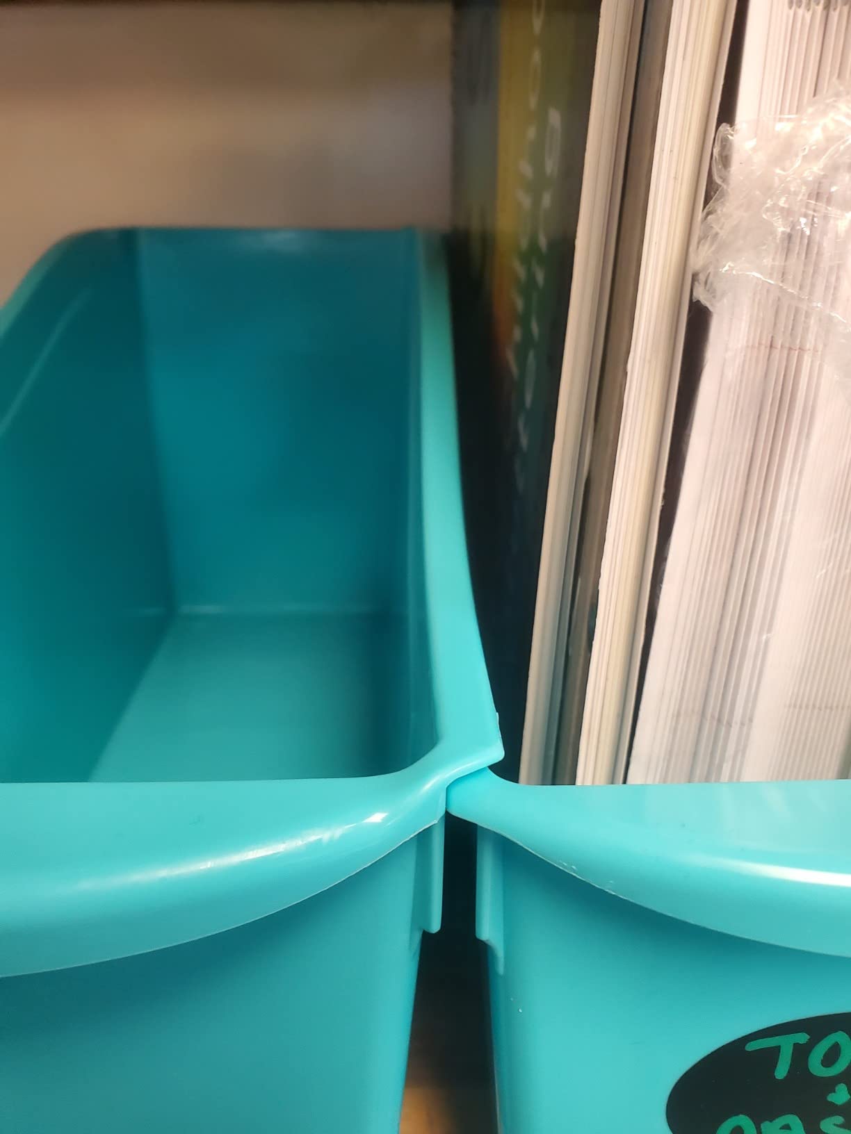 Storex Large Book Bin, Interlocking Plastic Organizer for Home, Office and Classroom, Blue, (71101U06C) (Pack of 6) customer photo 2