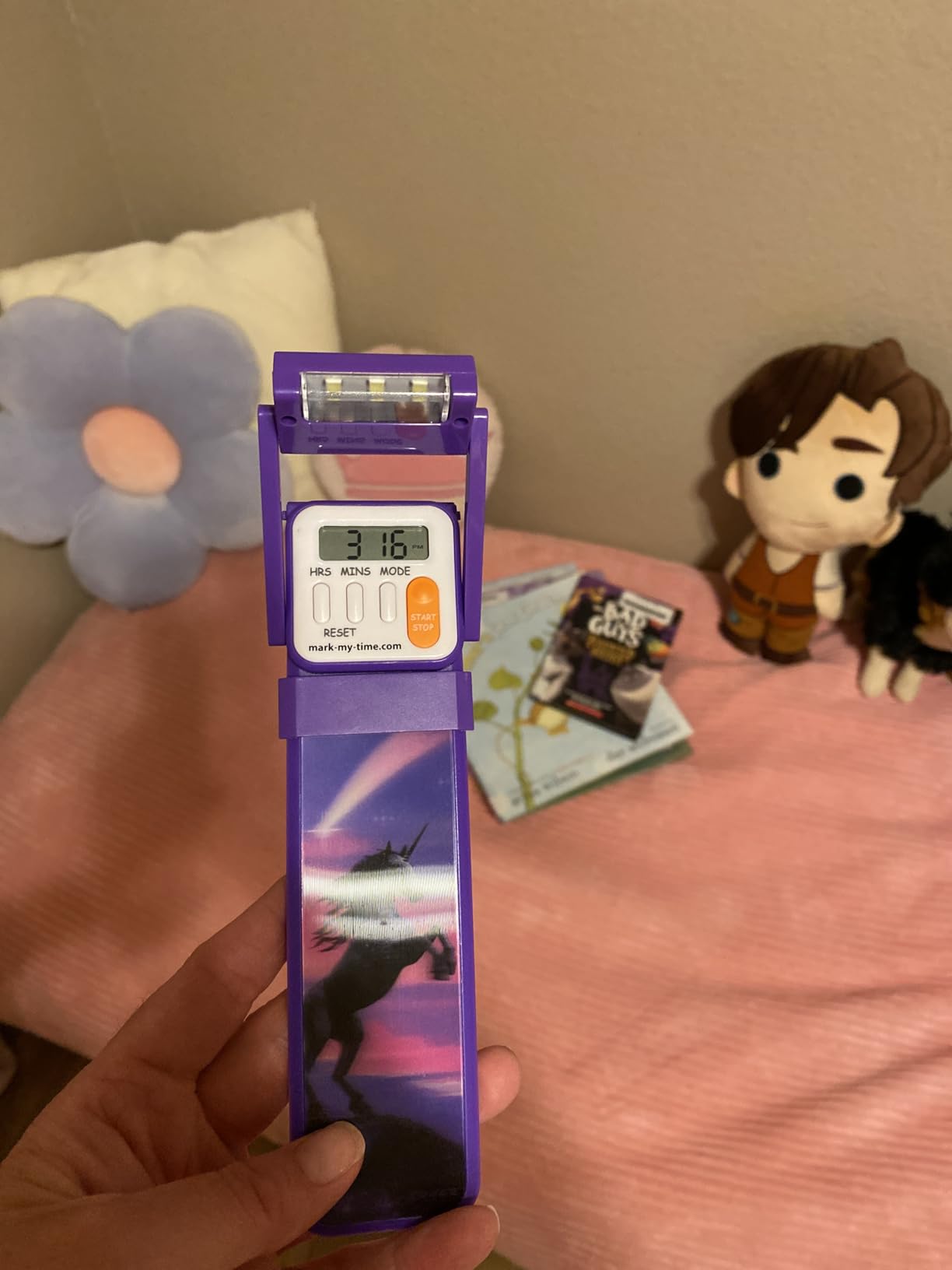 Mark-My-Time Digital Bookmark and LED Light | Built-in timer, for kids tracking reading time, flashlight book, 3d flip snow wolf/tiger, timed bookmark, automatic bookmark customer photo 2