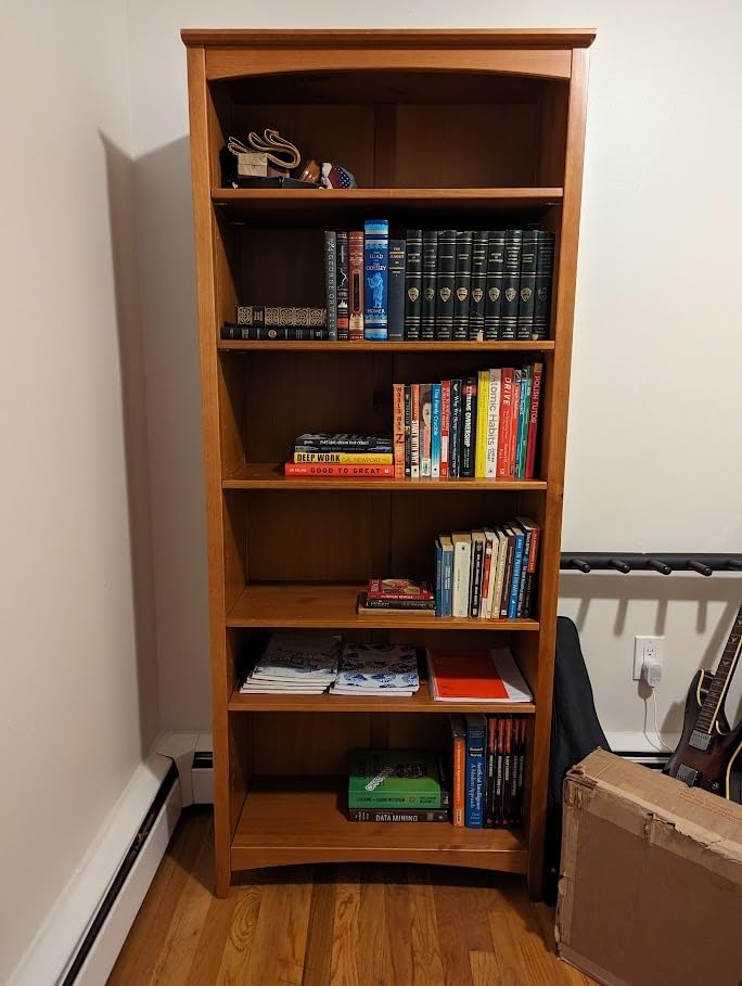 Camaflexi Shaker Style 6 Shelf Bookcase / Solid Wood / 72 inch Tall / Adjustable Shelving / Closed Back / Display Bookcase for Living Room, Bedroom, Home and Office, Cherry customer photo 2