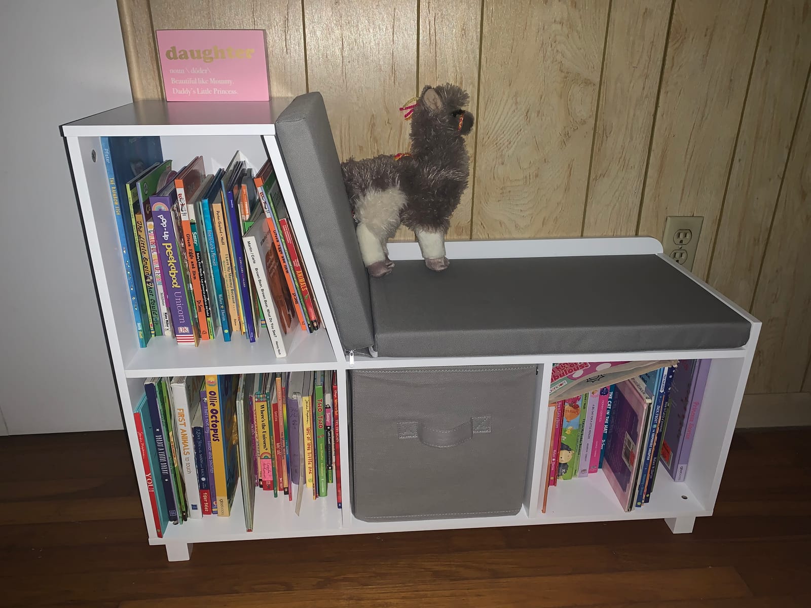 RiverRidge Kids Reading Nook and White Cubby Storage Bench with Comfy Cushioned Seat and Cubbies Toy Organizer, White customer photo 1