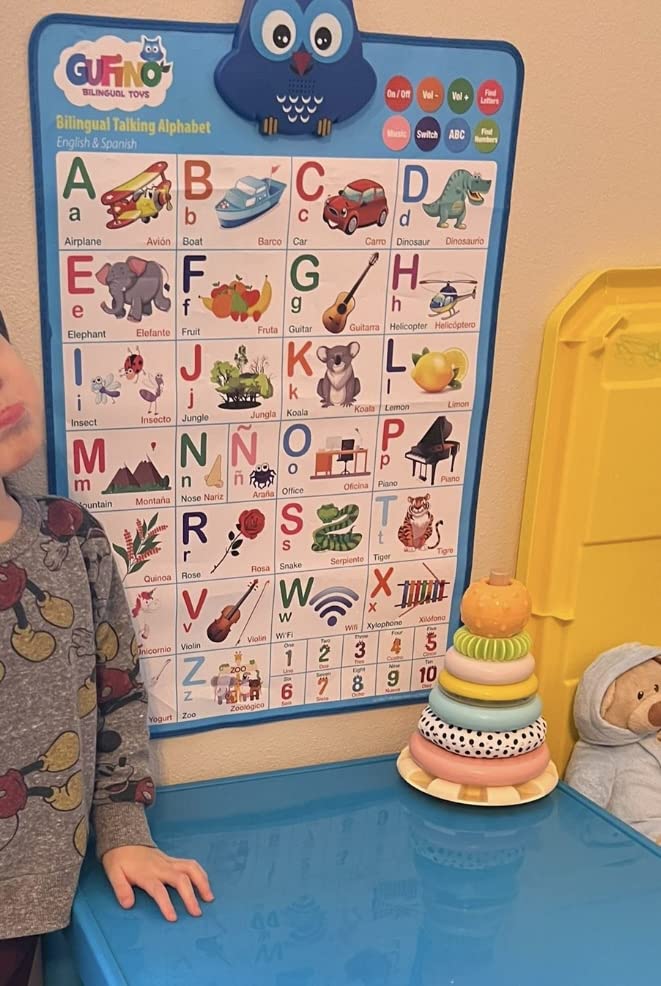 English & Spanish Alphabet Poster - Interactive Bilingual Toys for Toddlers | Spanish classroom decor - Bilingual talking chart - Alfabeto en español para niños. Spanish learning for kids customer photo 2
