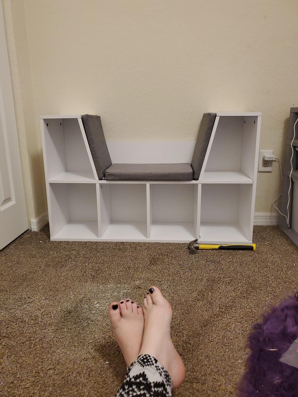Costzon Kids Bookshelf with Reading Nook, 6 Cubby Bookcase with Soft Seat Cushion, Wooden Toy Storage Organizer with Bench customer photo 1