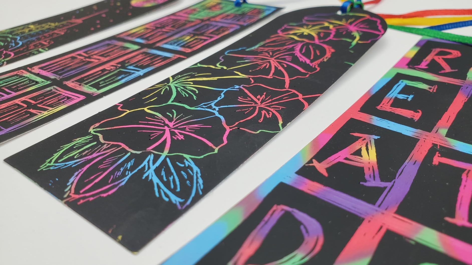 ZMLM Rainbow Scratch Paper Art Bookmarks for Kids Party Favors Birthday | 36 Pack Classroom Gifts Bulk, Goodie Bag Stuffers, Magic Scratch DIY Bookmarks Making Kit, Art Crafts for Boys Girls Ages 4-12 customer photo 2