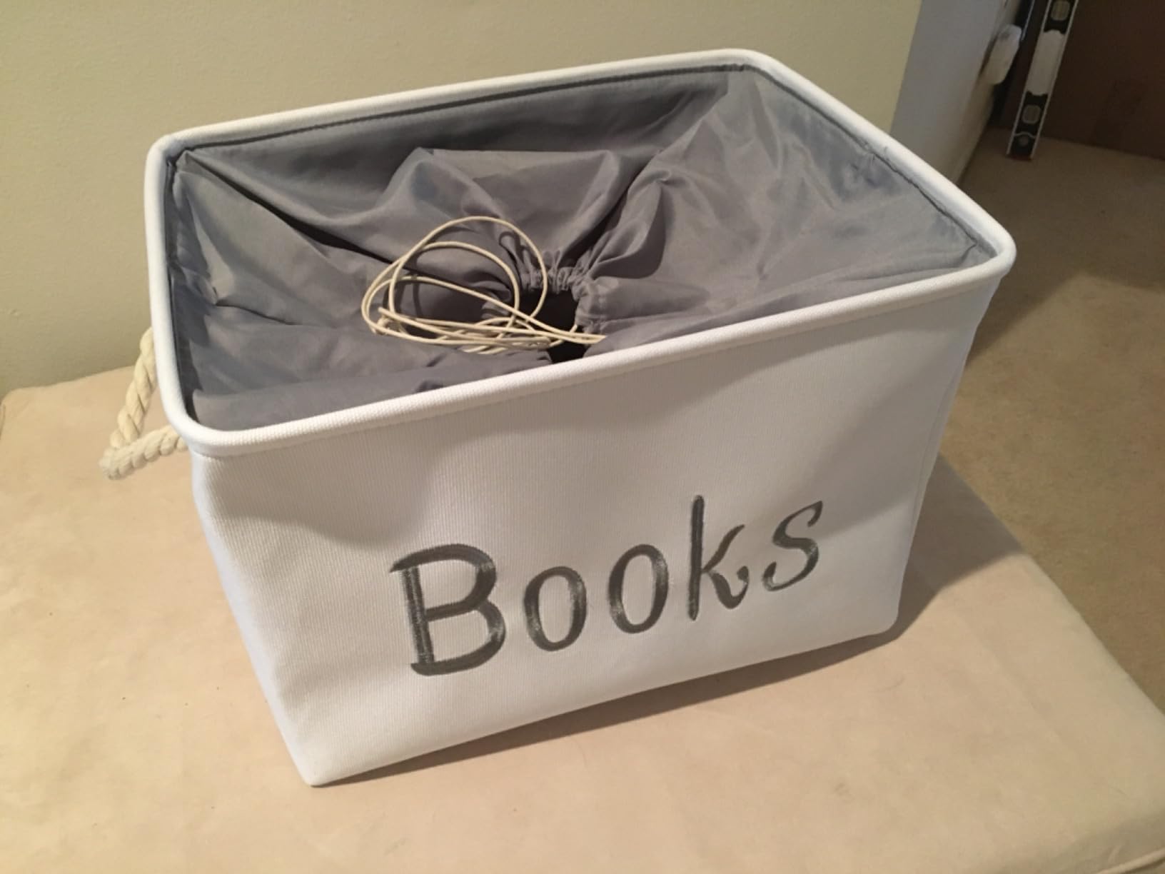 Book Basket for Kids Room, Book Storage Basket Book Organizer for Nursery Room Classroom Library Book Storage Box Collapsible Book Bins with Drawstring Closure for Cartoon Book Reading customer photo 2