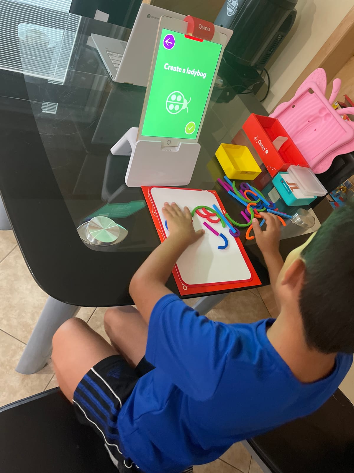 Osmo Little Genius Starter Kit for Fire Tablet - Ages 3-5 - Preschool Phonics & Letters - 4 Educational Learning Games - Fire Base Included customer photo 2
