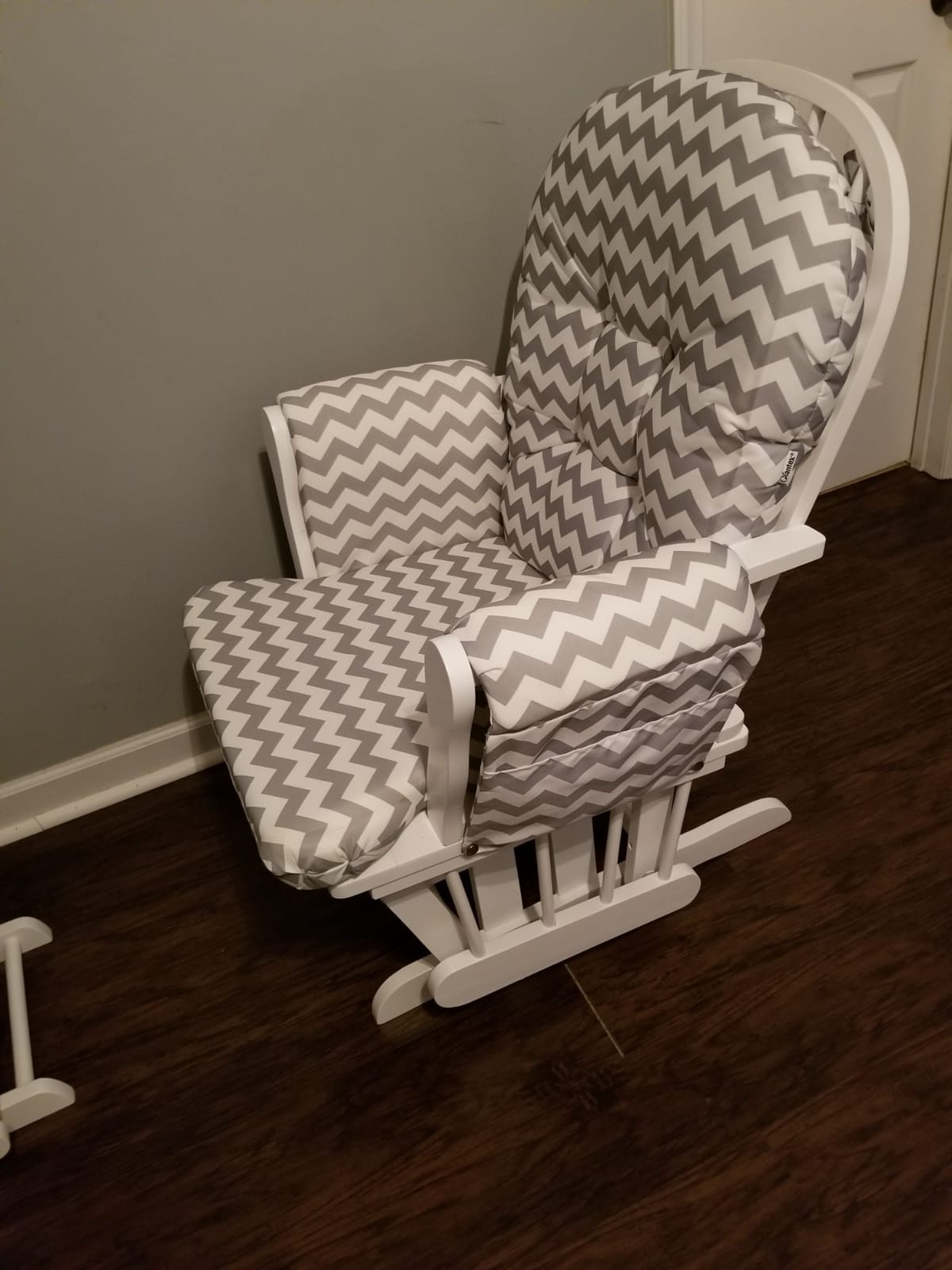 Costzon Nursery Glider with Ottoman, Upholstered Comfort Glider Rocker with Padded Cushion, Storage Pocket, Solid Wood Base, Rocking Chair Nursery for Breastfeeding, Napping (Light Gray) customer photo 1