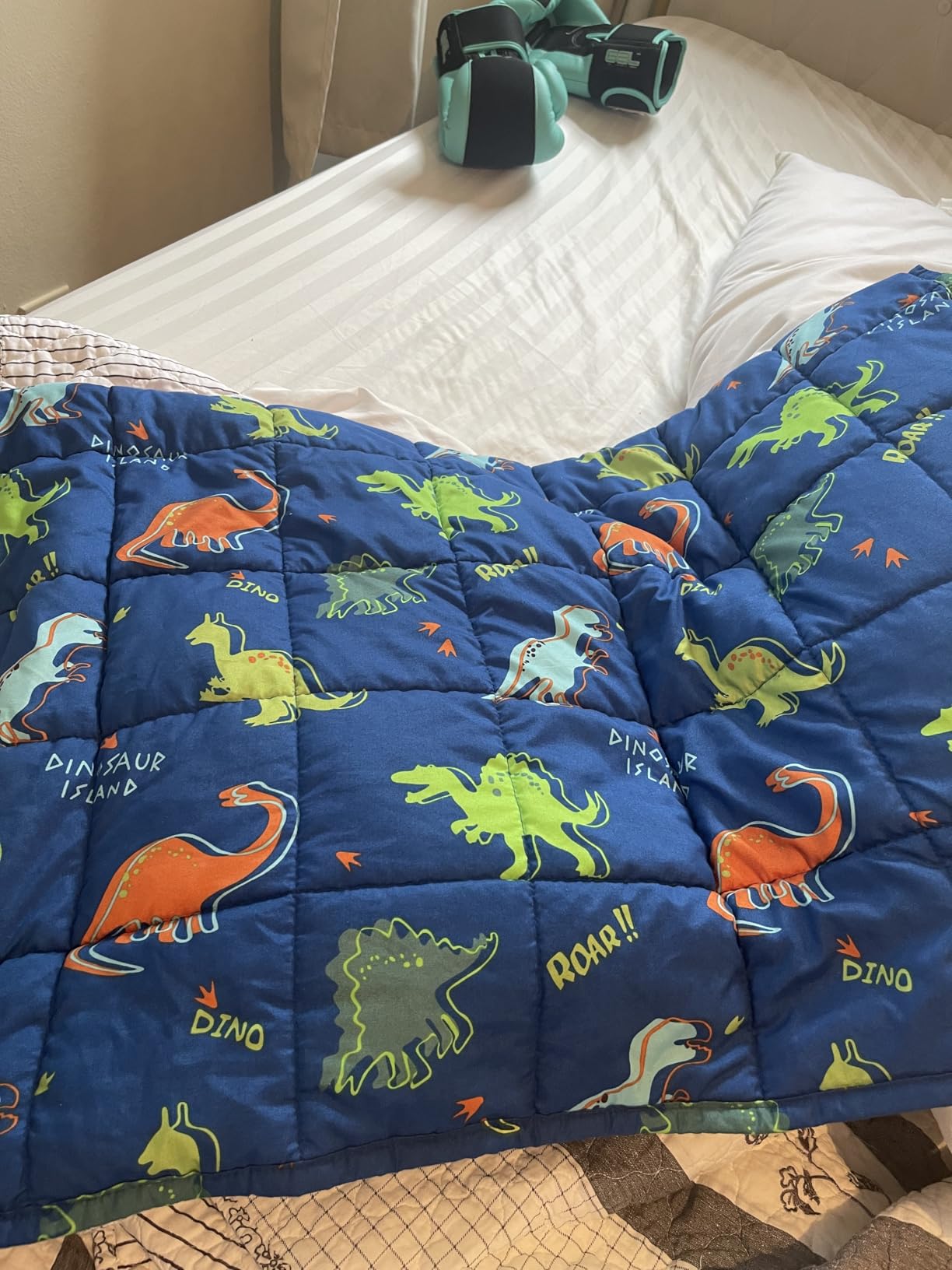 Kivik Weighted Blanket 3lbs, Cooling Blue Dinosaur Heavy Blankets, 36