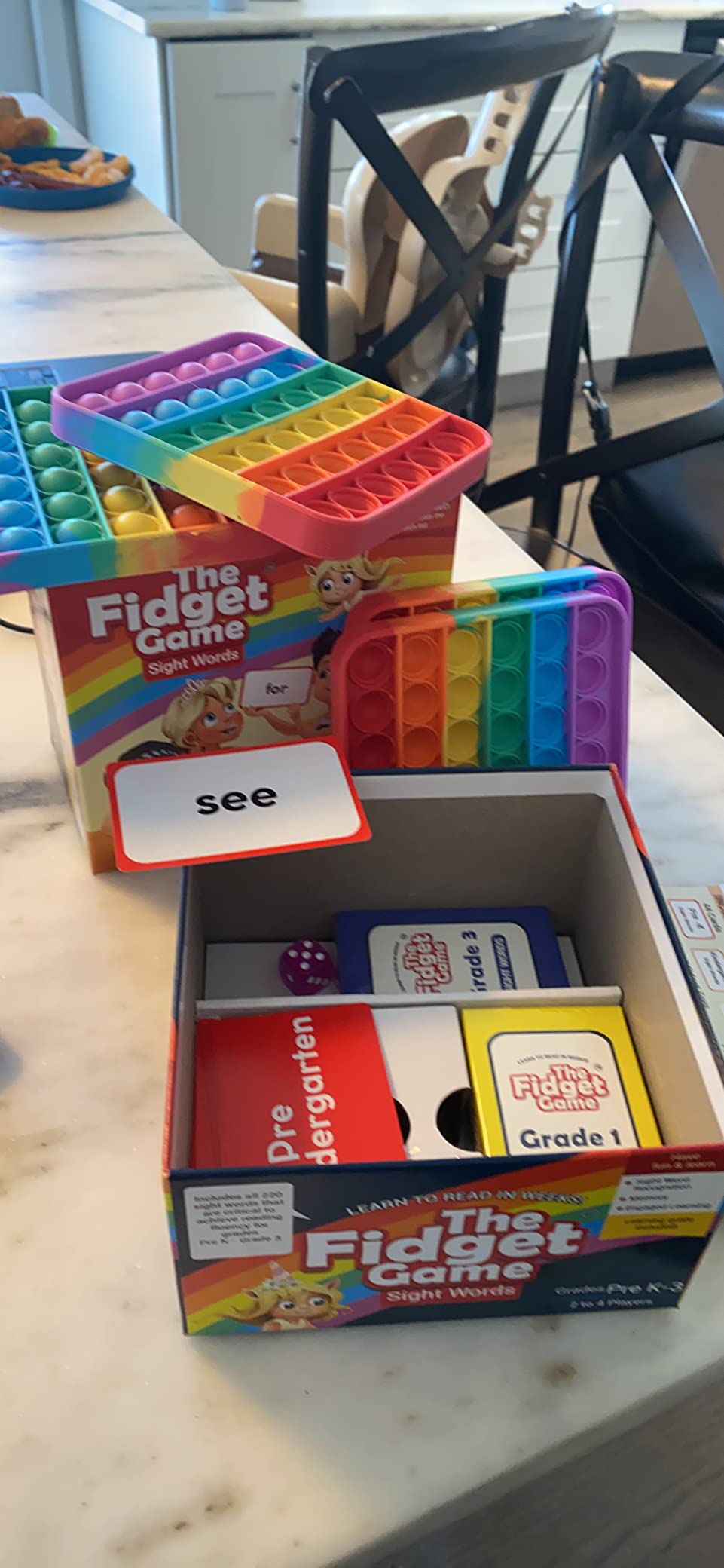 The Fidget Game Sight Words Game, Reading Flashcards and Pop Fidget Toys | Kids K to Second Grade - Learning Activities and Games for High-Frequency Dolch Sight Words - Includes Mats and Dice customer photo 2