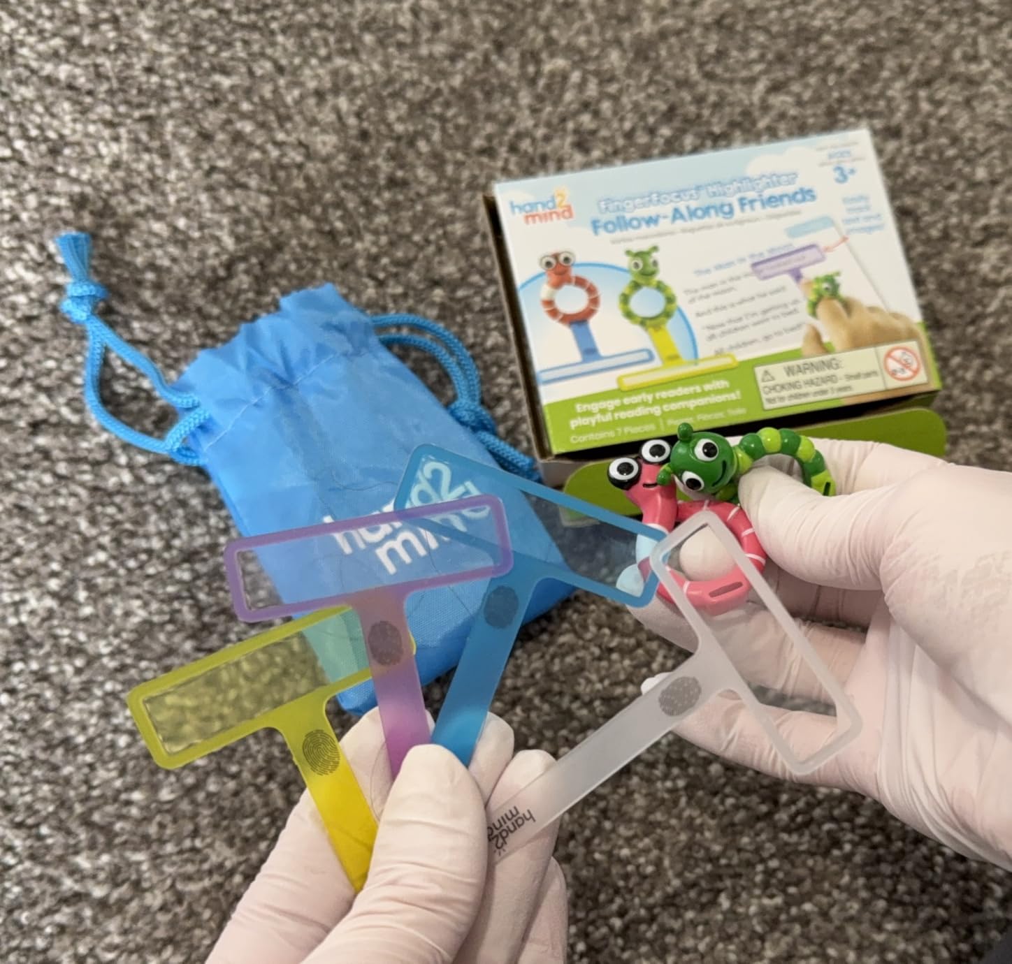 hand2mind FingerFocus Highlighter Follow-Along Friends | Guided Reading Strips, Reading Tracker, Color Overlays for Dyslexia, ADHD Tools, Reading Supplies, Reading Accessories customer photo 2