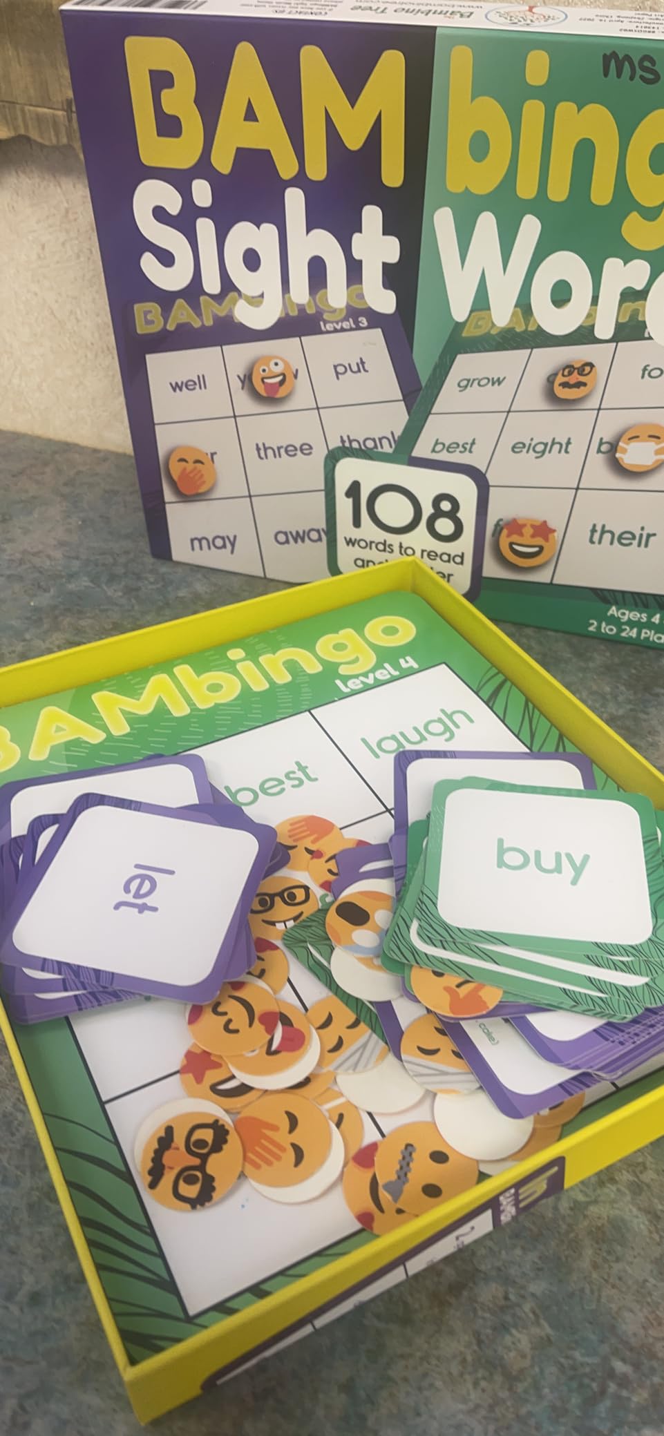 THE BAMBINO TREE Sight Word Bingo Game Level 3 & 4 - Learn to Read Vocabulary for 1st 2nd 3rd Grade Kids - Dolch's Fry's Site Words Reading Game customer photo 1