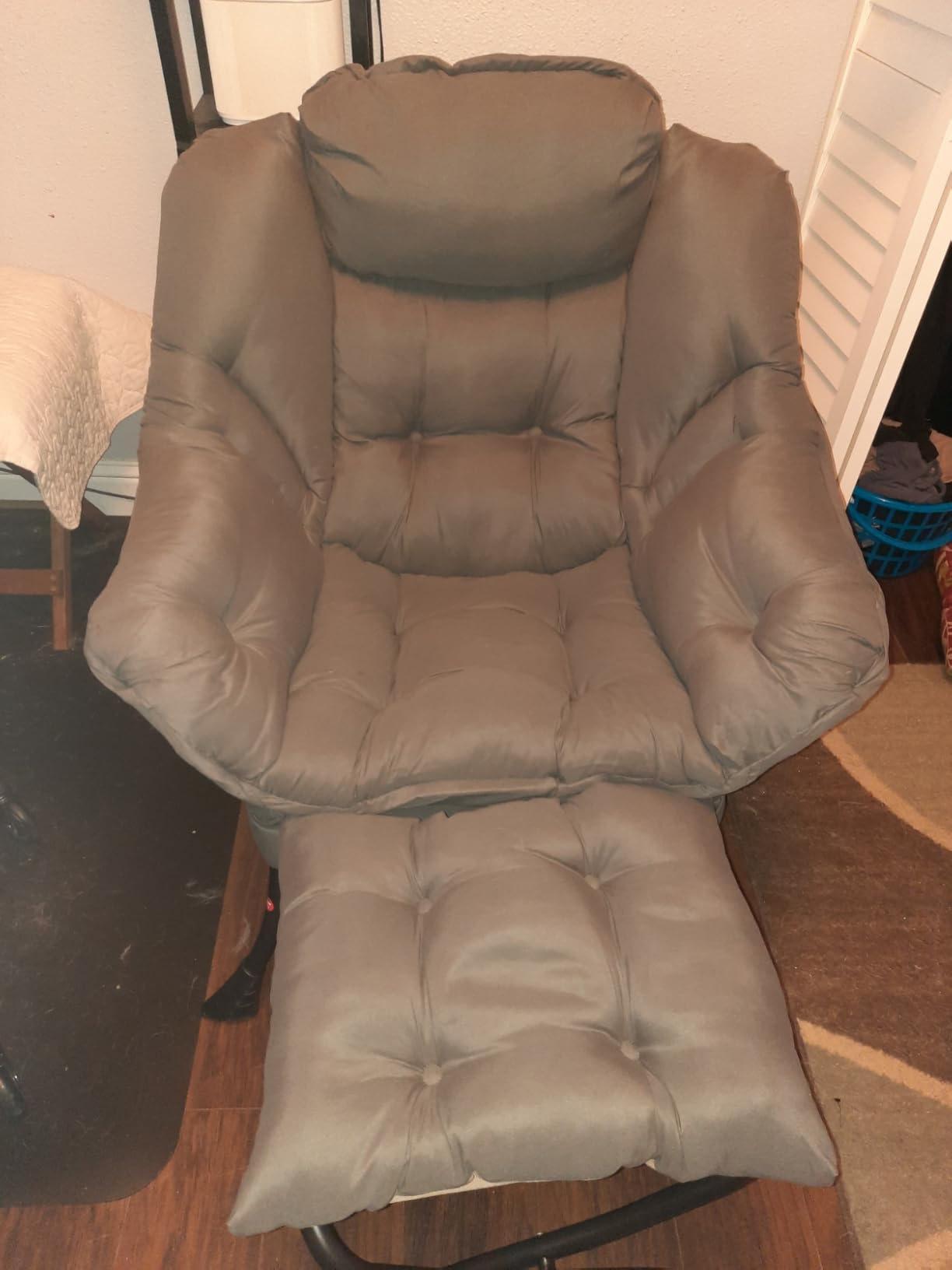 Welnow Lazy Chair with Ottoman, Reading Chair with Footrest,Dark Grey customer photo 2