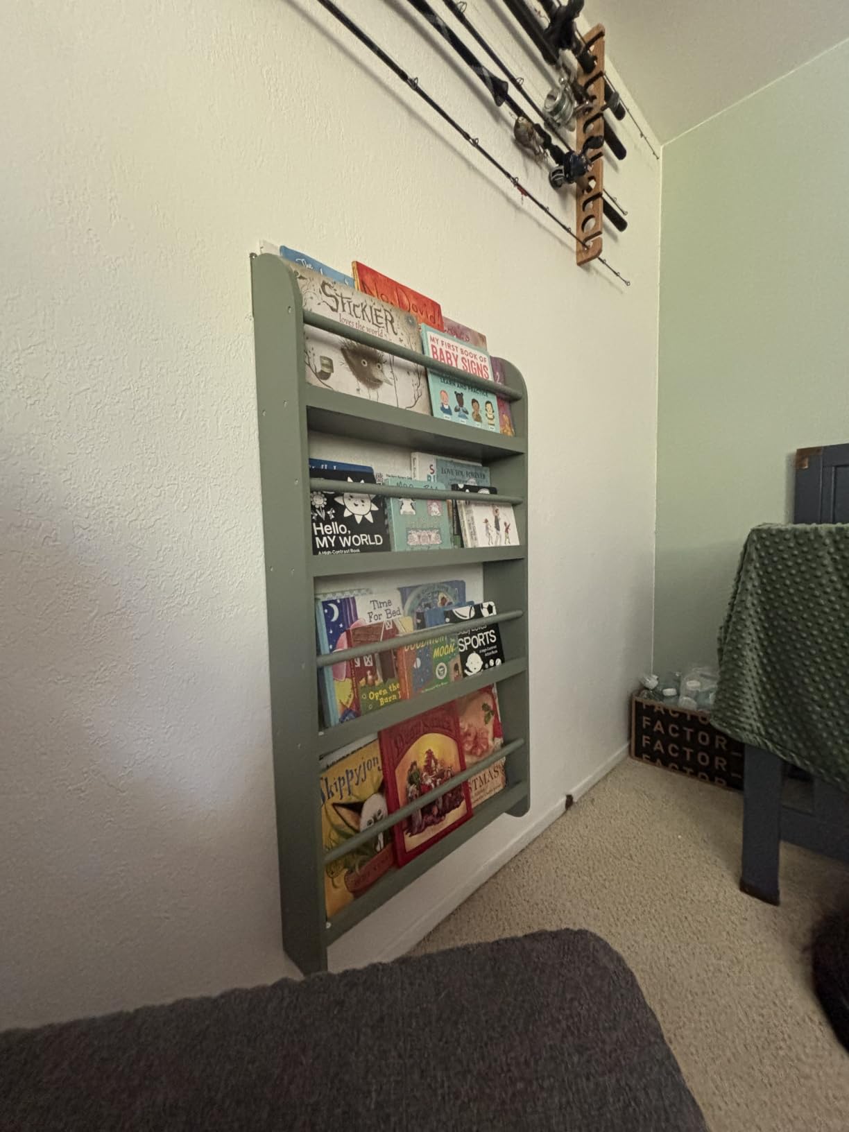 FOTOSOK Kids Bookshelf, Wall Mount 4-Tier Book Shelf Organizer for Toys and Books, Toy Storage Bookshelf in Bedroom, Living Room and Nursery, White customer photo 1