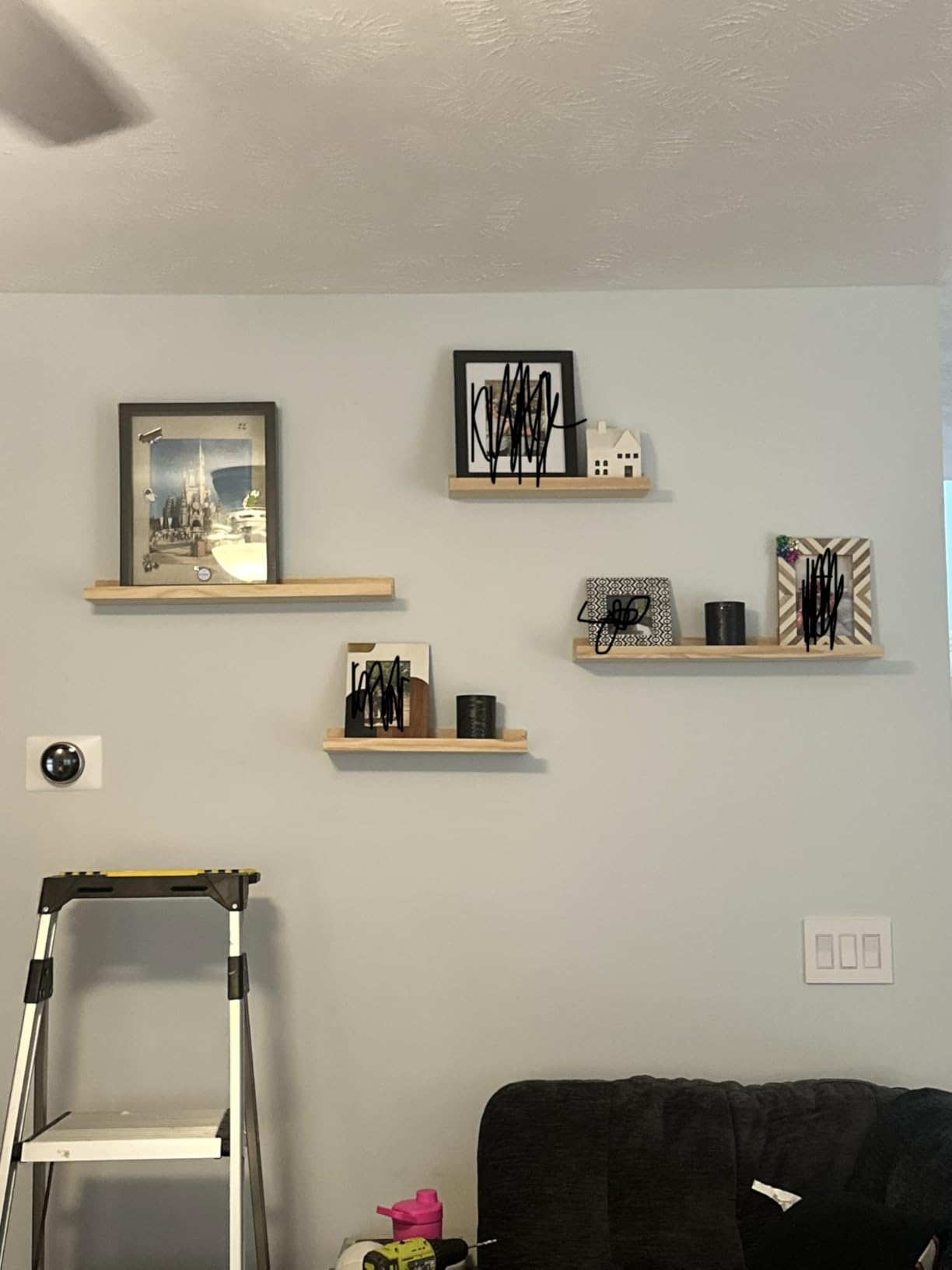 AZSKY Floating Picture Ledge 36 Inch Wall Mount Floating Shelves Long Wood Floating Book Shelves for Kids Room Wall Shelves for Bathroom Decor Deep Walnut Set of 2 customer photo 1