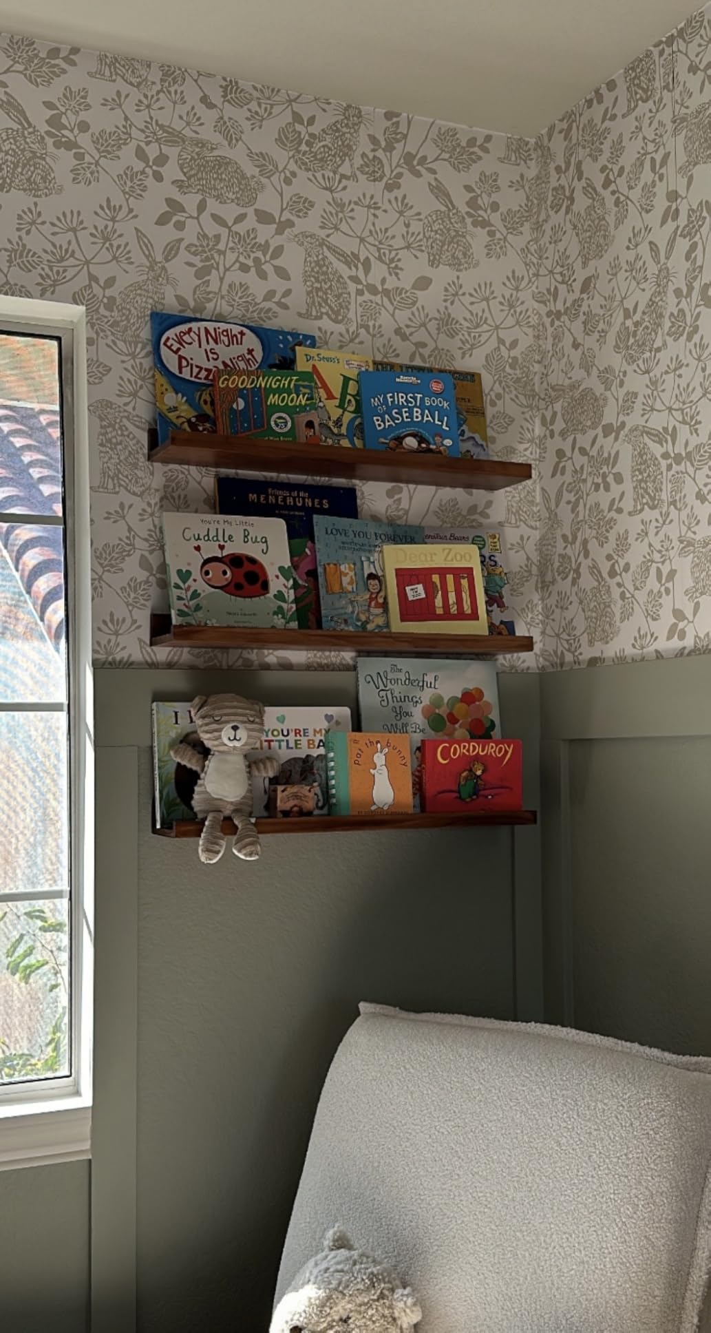 AZSKY Floating Picture Ledge 36 Inch Wall Mount Floating Shelves Long Wood Floating Book Shelves for Kids Room Wall Shelves for Bathroom Decor Deep Walnut Set of 2 customer photo 2