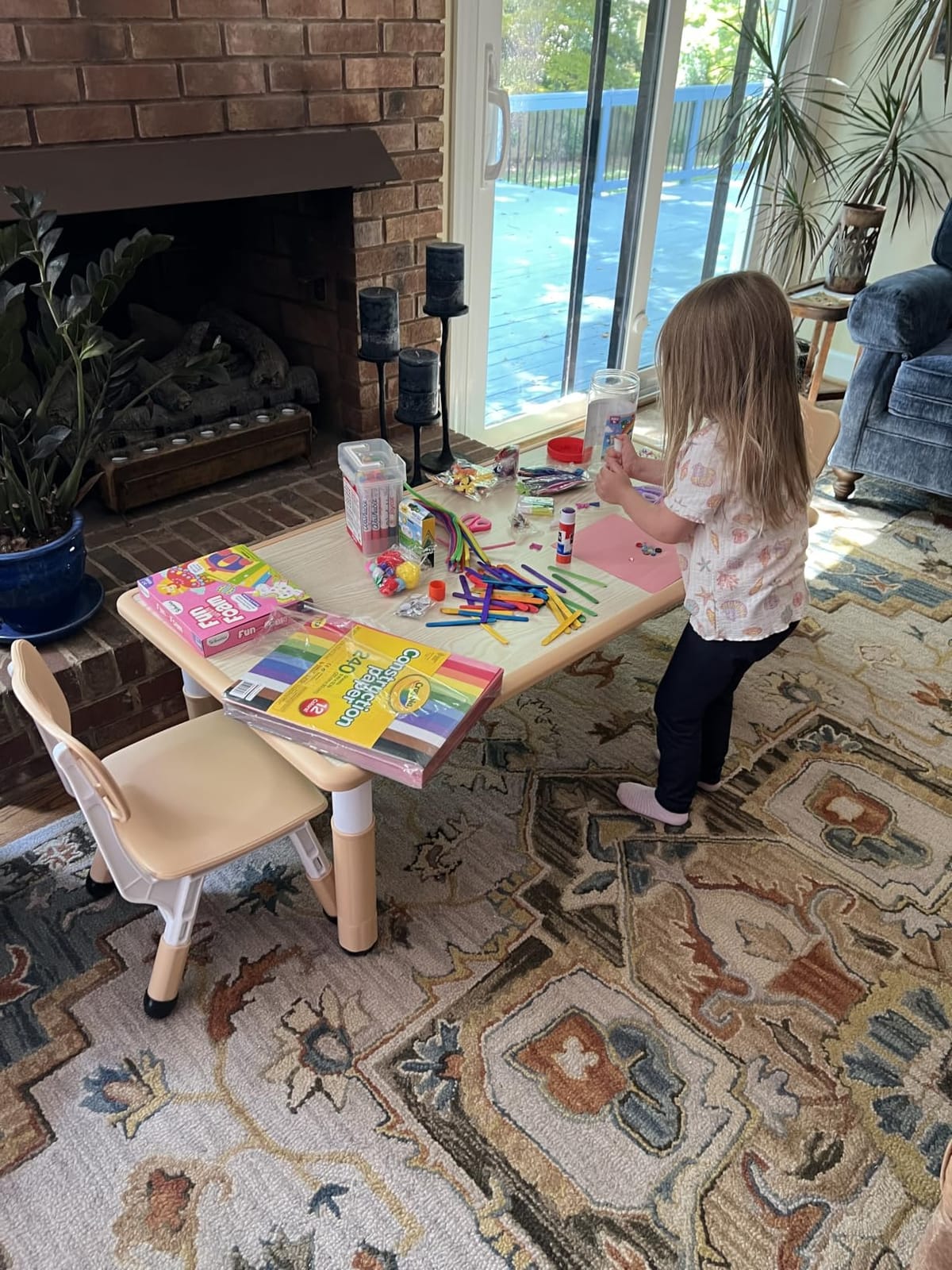 Brelley Height Adjustable Toddler Table and 4 Chairs Set, Beige customer photo 2