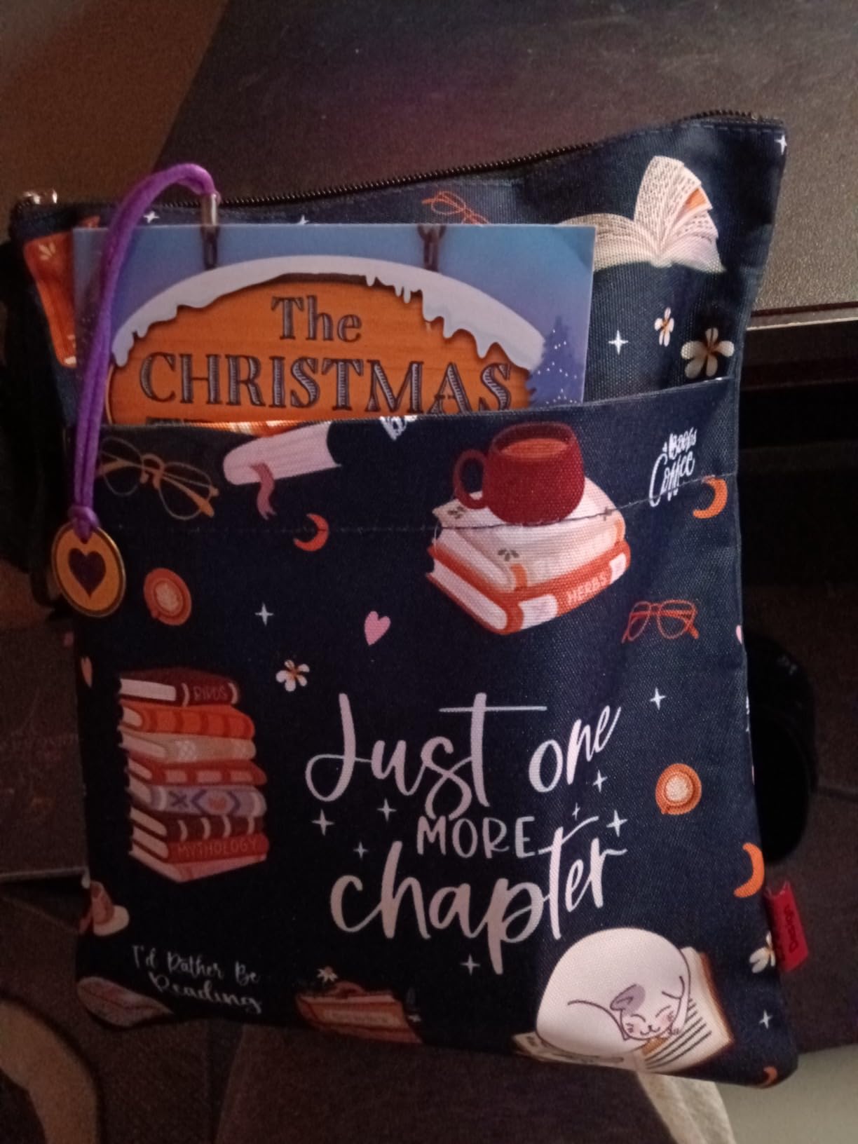 Just One More Chapter - Waterproof Book Sleeve with Zipper & Front Pocket | 11x8.5 Inch Canvas Book Cover Protector | Perfect Book Lovers Gift for Travel customer photo 1