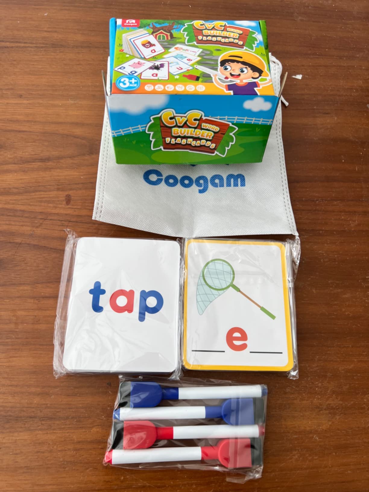 Coogam CVC Sight Words Flashcards, Short Vowel Spelling Game, Preschool Kids Learning Sight Words Supplies, Montessori Educational Writing Reading Toy Gift for 3 4 5 Years Old customer photo 2