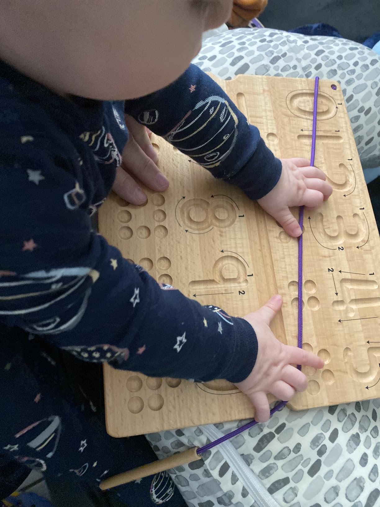 Learn to Write: Wooden Letter Tracing Board Set Ages 3-5 | Deep Grooved Handwriting Practice, Montessori toys for 3+ year old, alphabet and number tracing set with arrows customer photo 2