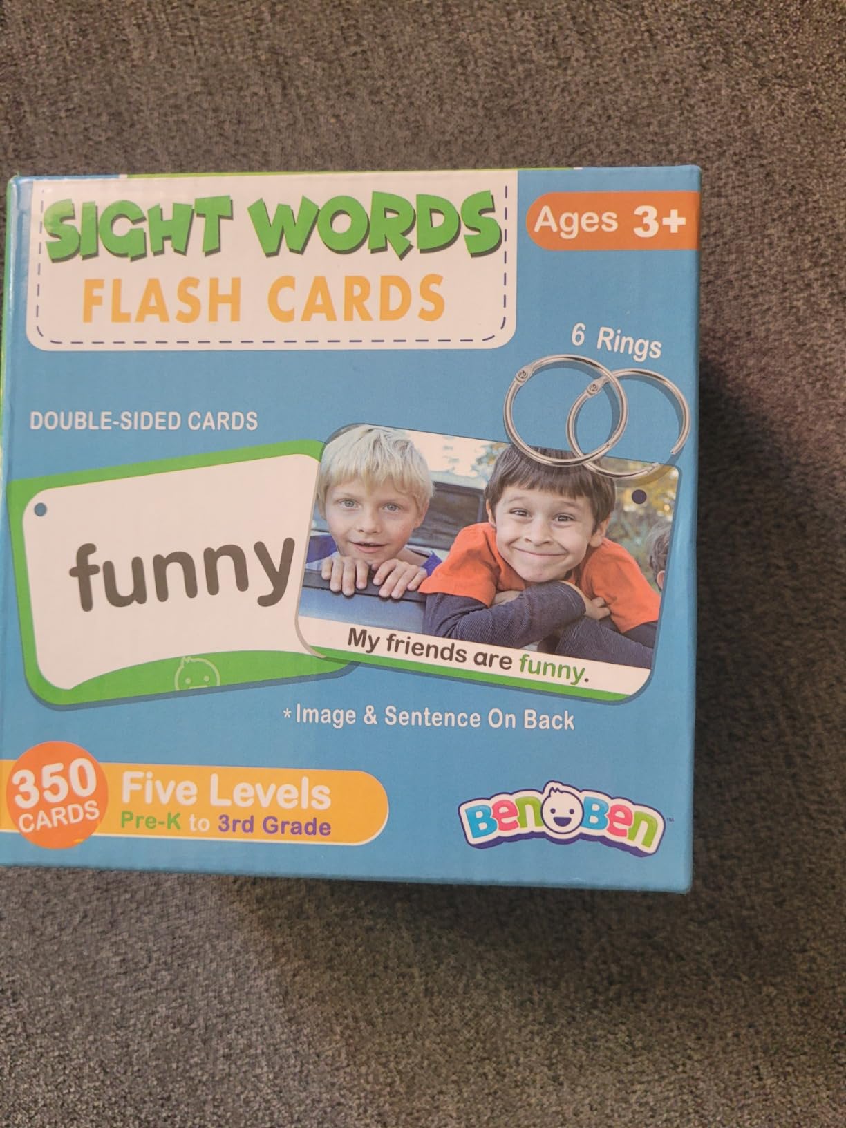 BenBen Sight Words Flash Cards, for Pre-K, Kindergarten, 1st 2nd 3rd Grade | 350 Cards, Dolch & Fry High Frequency Site Words, with Sentences and Real Pictures, Classroom Homeschool for Kids Ages 3-9 customer photo 2