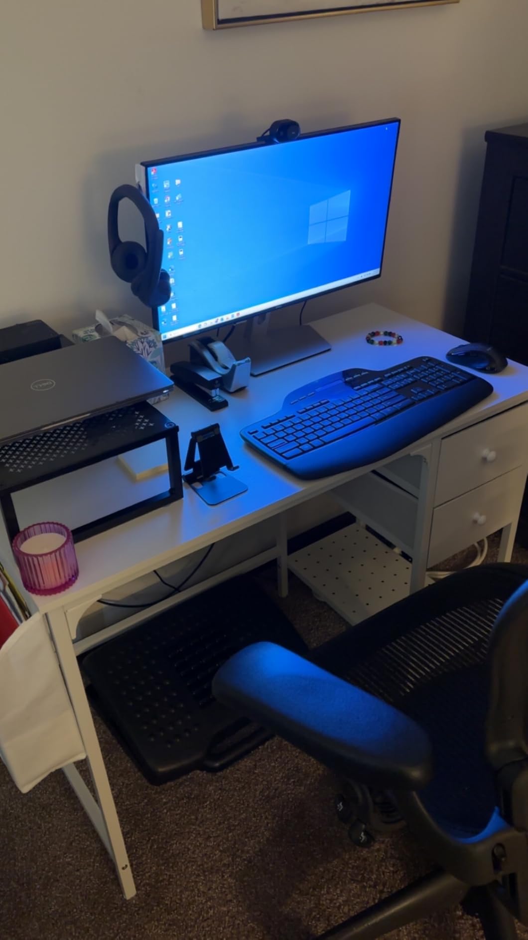 Lufeiya White Small Desk with Drawers - 40 Inch Computer Desk for Small Space Home Office, Modern Simple Study Writing Table PC Desks customer photo 2