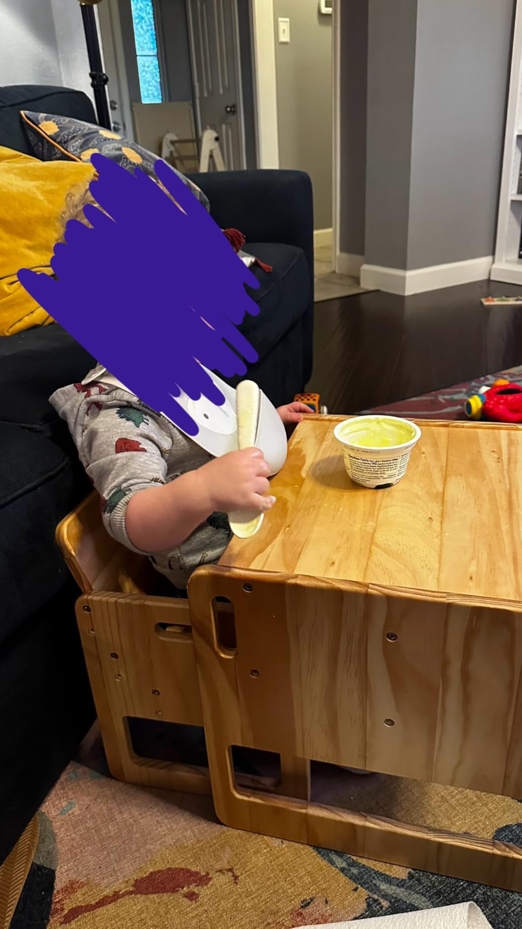 FUNLIO Montessori Weaning Table and Chair Set for Toddlers Age 1-3, Height Adjustable Toddler Table and Chair Set, Cube Kids Table Chair for Reading/Eating/Playing, Easy to Assemble, CPC Certified customer photo 2