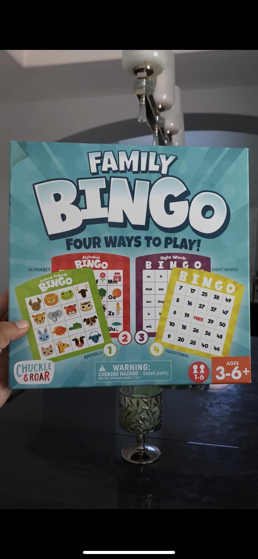 Chuckle & Roar Family Bingo | Educational Bingo Game for Kids Ages 3-6+ | Four Games in One: Animals, Alphabet, Sight Words & Numbers | 1-6 Players customer photo 2