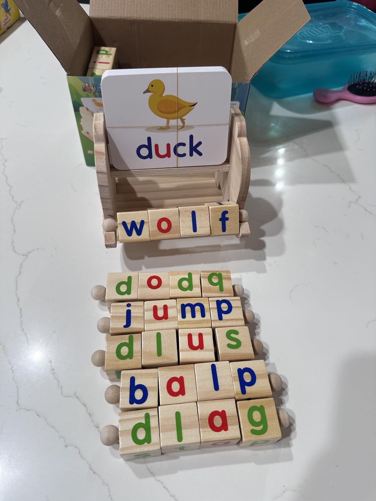 Montessori Educational Toy, Learning Activities Gift for Kid 3-6 Year | Wooden Reading Blocks Toys, Learning Activities for Preschool Kindergarten, Turning Rotating Matching Flash Card Games customer photo 2