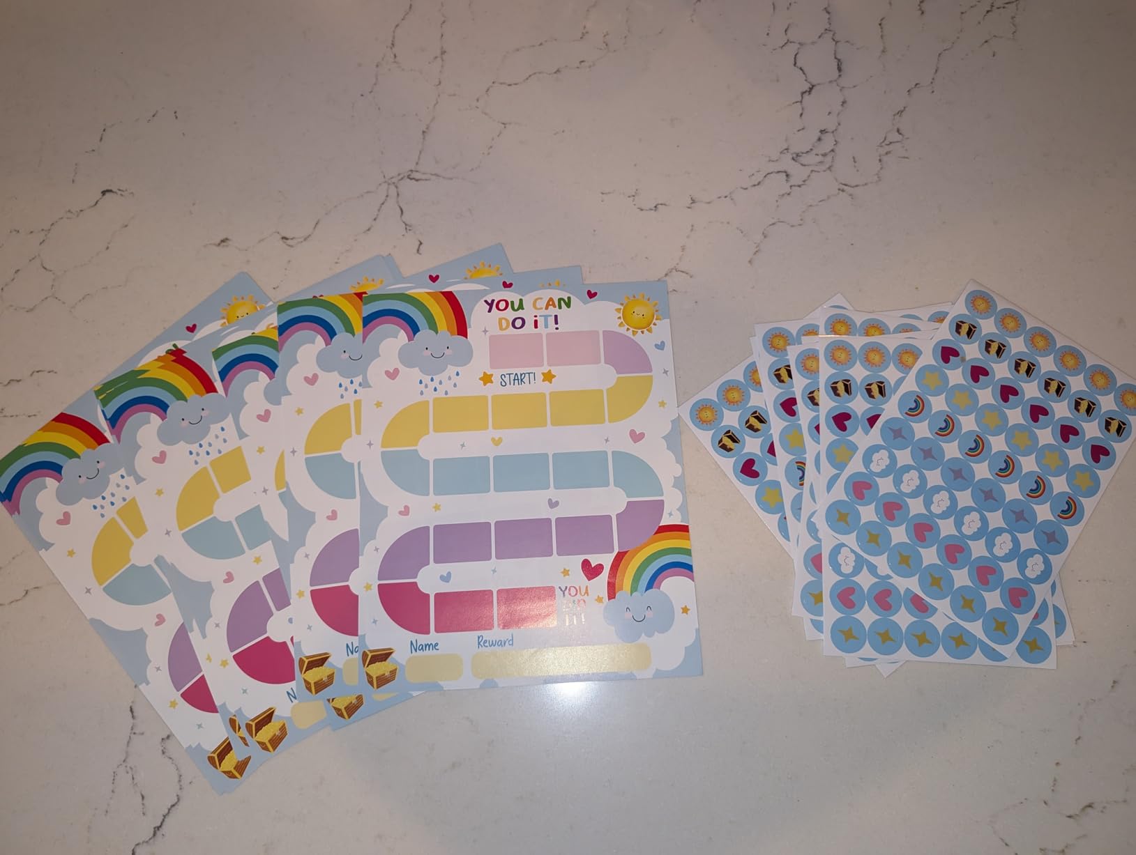 20 Rainbow Reward Chart with 432 Round Stickers, Incentive Behavior Chart for Kids at Home Classroom, Kids Routine Daily Chore Sticker Chart-B16 customer photo 1