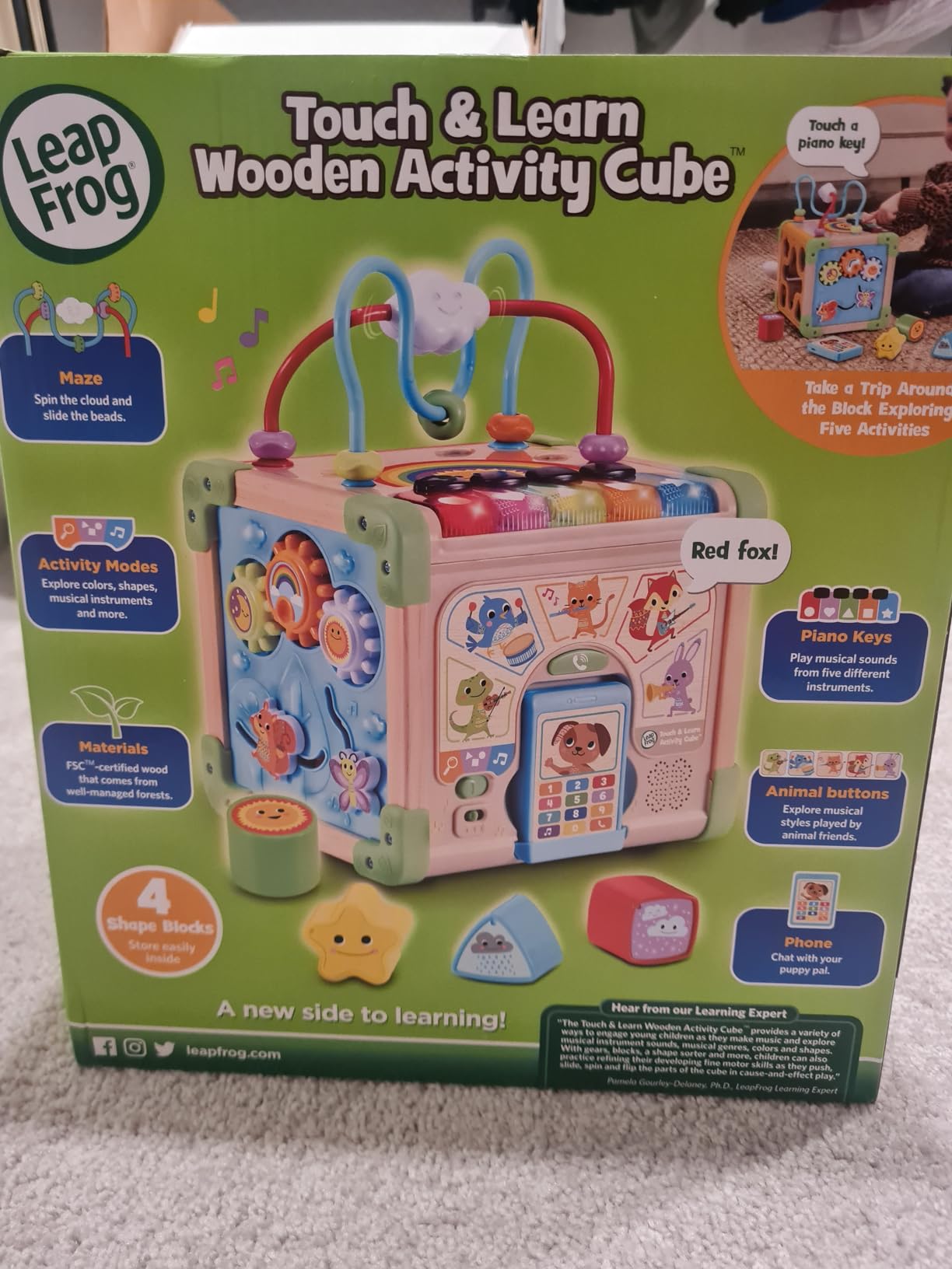 Touch and Learn Electronic Musical Light-Up Wooden Activity Cube Toy, Animal Themed, Ages 1 and Up customer photo 1