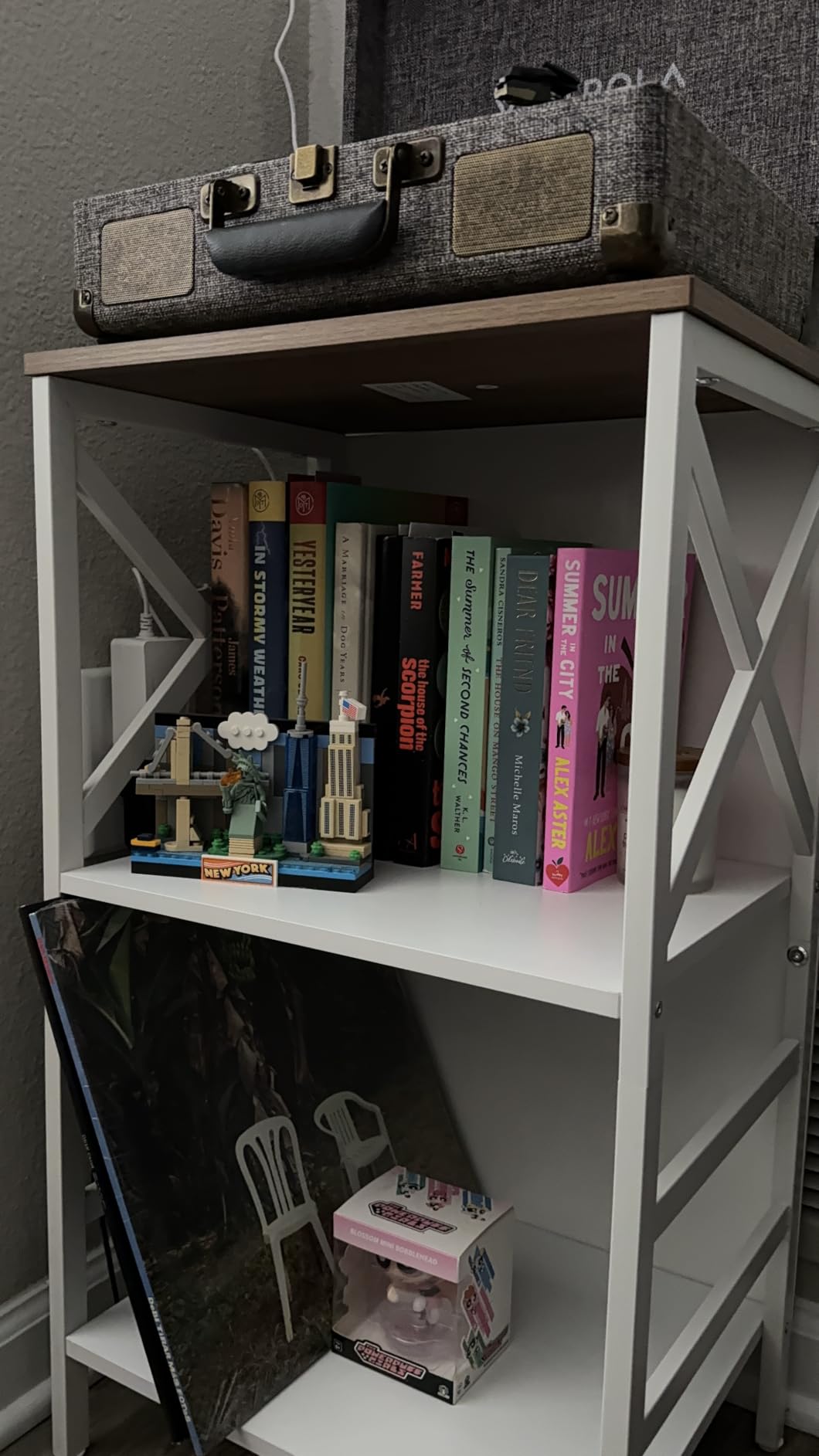 MNEETRUNG Small Bookshelf, 3 Tier Industrial Shelf with Metal Frame and Backboard, Low Rustic Brown Book Shelf, Small Bookcase for Small Spaces customer photo 2