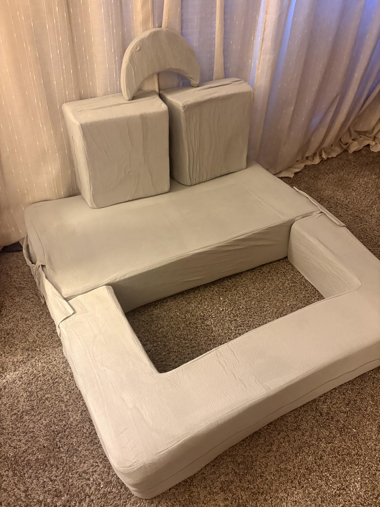Elftopia Modular Kids Sofa,Toddler Couch Foam Armchair for Kids, Children Convertible Plush Sofa Play Set,Fold Out SofaBed(Grey) customer photo 2