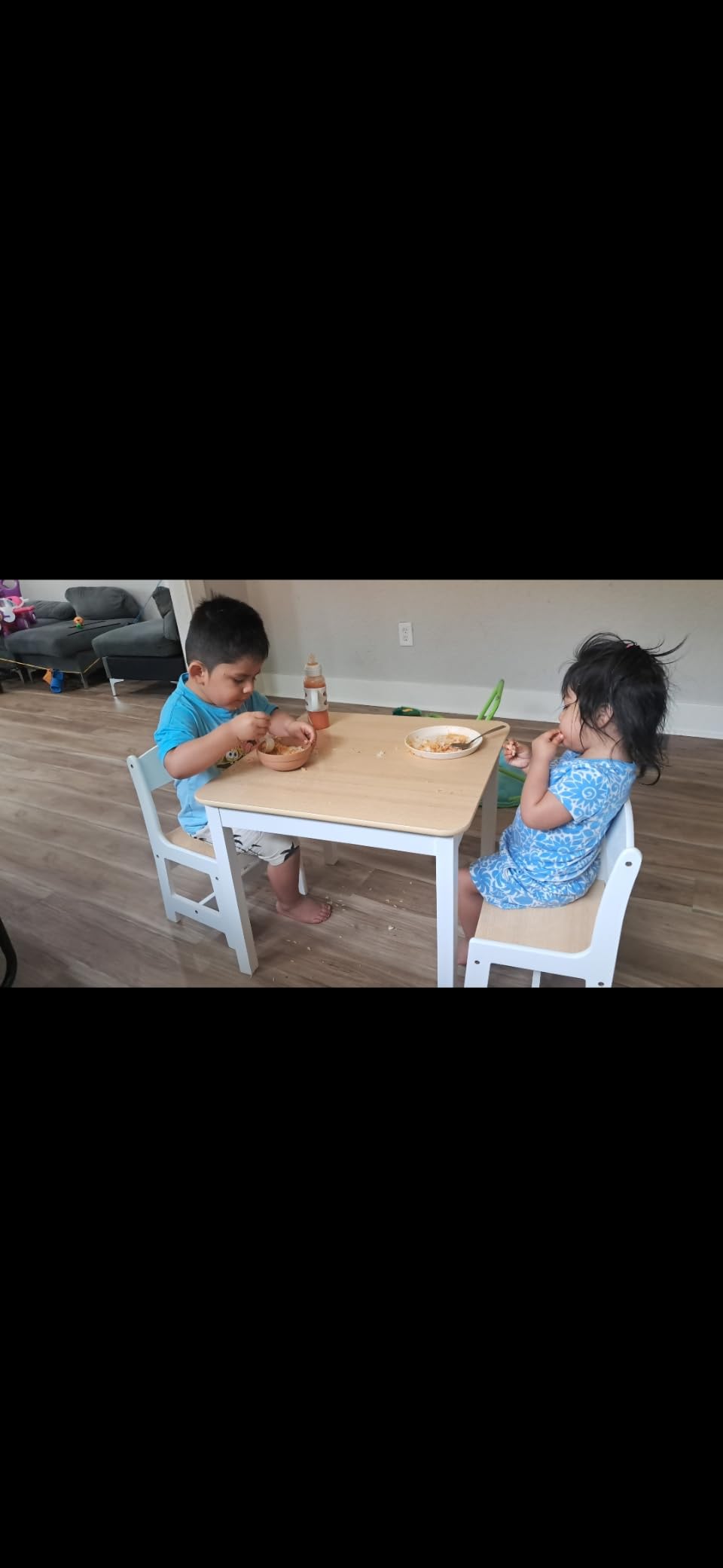 Delta Children MySize Kids Wood Table and Chair Set (2 Chairs Included) - Ideal for Arts & Crafts, Snack Time, Homeschooling, Homework & More, Bianca White/Natural customer photo 1