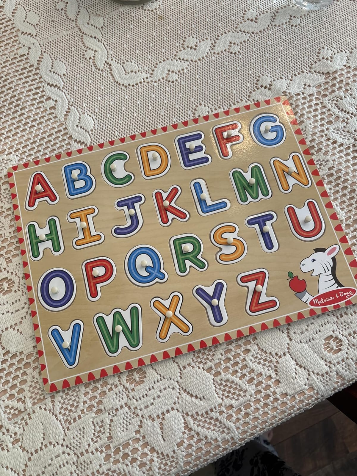 Melissa & Doug Lift & See Alphabet Wooden Peg Puzzle (26 pcs) - FSC-Certified Materials customer photo 1