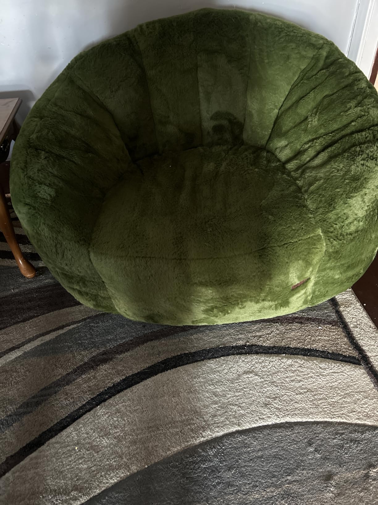 MAXYOYO Giant Bean Bag Chair, Oversized Bean Bag Couch for Adults and Kids, Faux Fur Shell-Shaped Large Chair with Filler, Stuffed Big Accent Sofa Lounge Floor Sofa for Reading, Beige, Standard customer photo 2