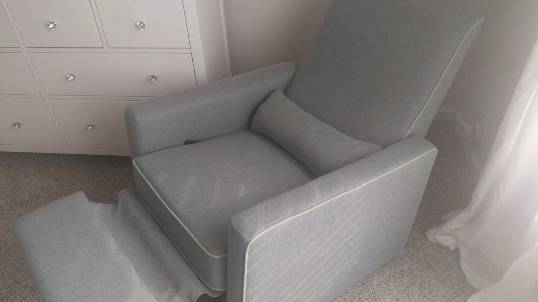 Davinci Piper Upholstered Recliner and Swivel Glider in Heathered Blue with Cream Piping, Greenguard Gold & CertiPUR-US Certified customer photo 2