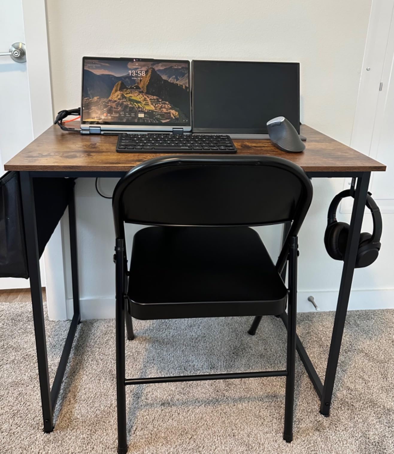 DLisiting Small Desk with Drawers for Bedroom, 32 Inch Kids Desk with 2 Fabric Drawers for Small Space, Study Writing Table PC Desks, Black customer photo 2