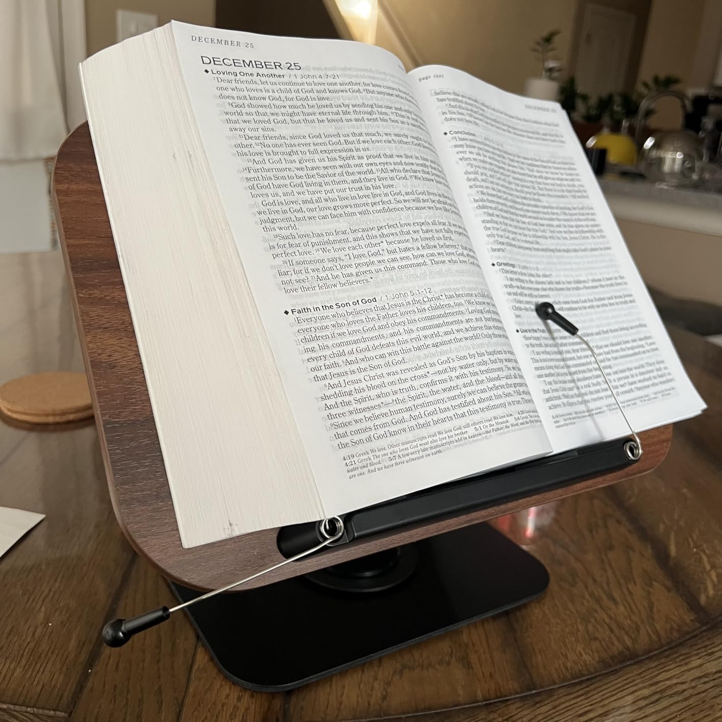 Viozon Book Stand for Reading, Book Holder, Height&Angle Adjustable, 360° Rotating Base, Foldable and Portable, Lightweight for Office, Kitchen, School Textbook, Recipe, Magazine,Kindle,Tablet customer photo 2